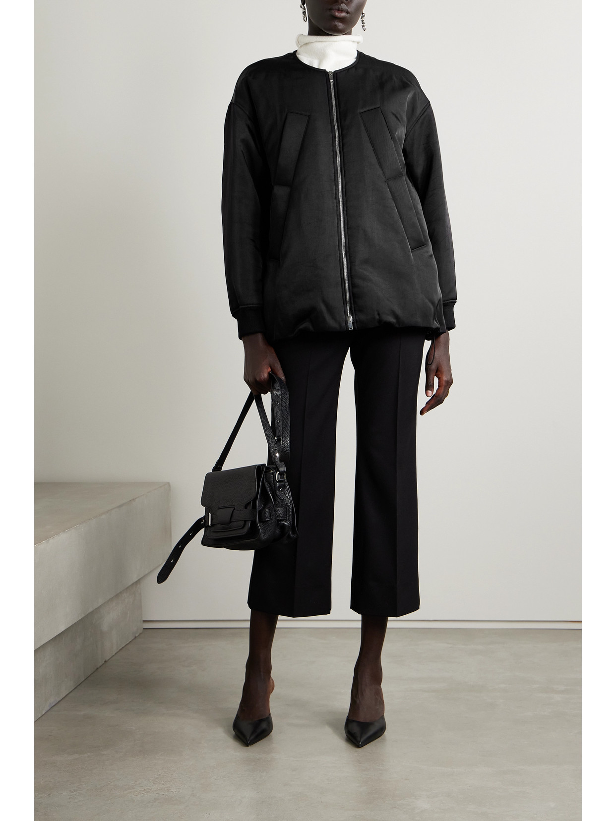 Proenza Schouler Ray Oversized Bomber Jacket In Black
