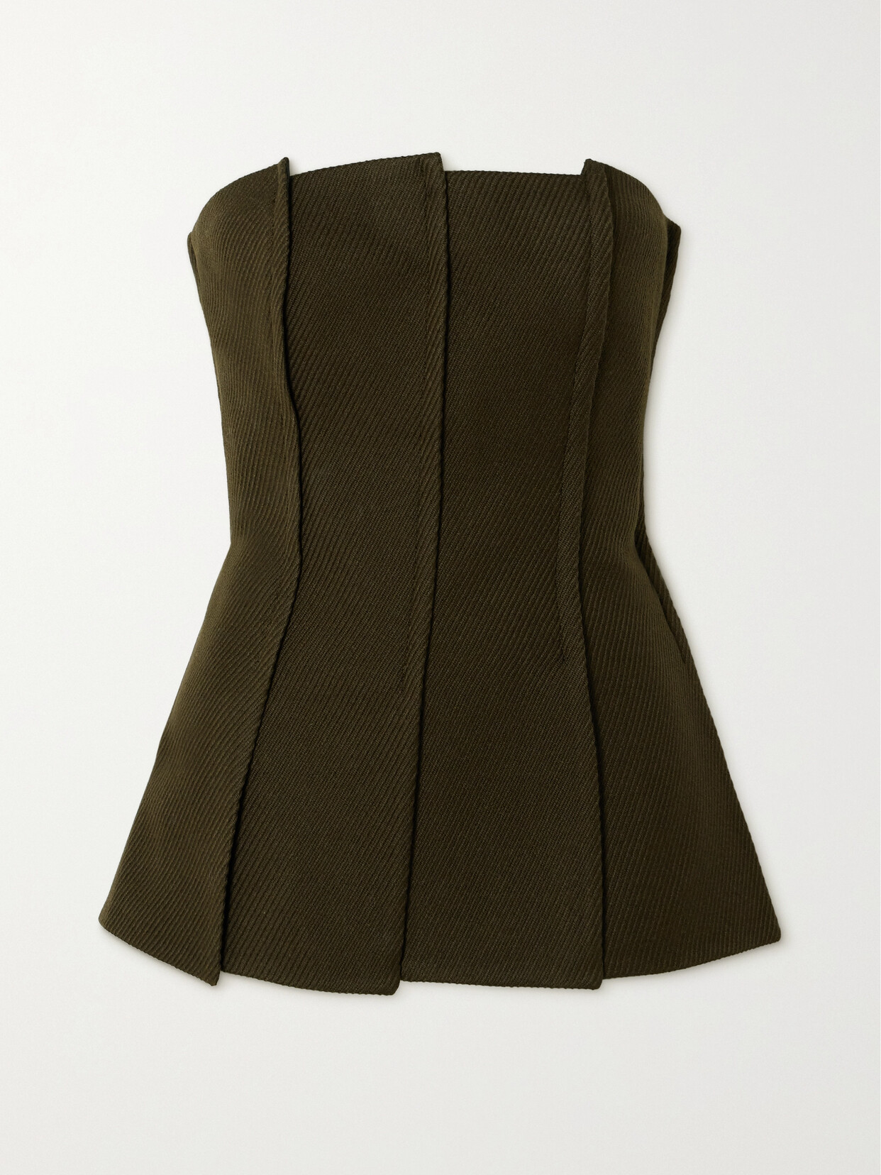 Proenza Schouler - Strapless Paneled Twill Bustier Top - Green