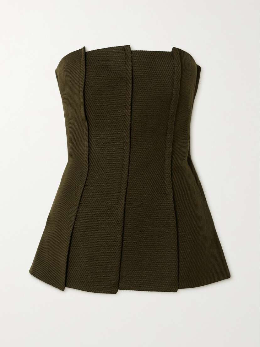 Proenza Schouler Strapless Paneled Twill Bustier Top