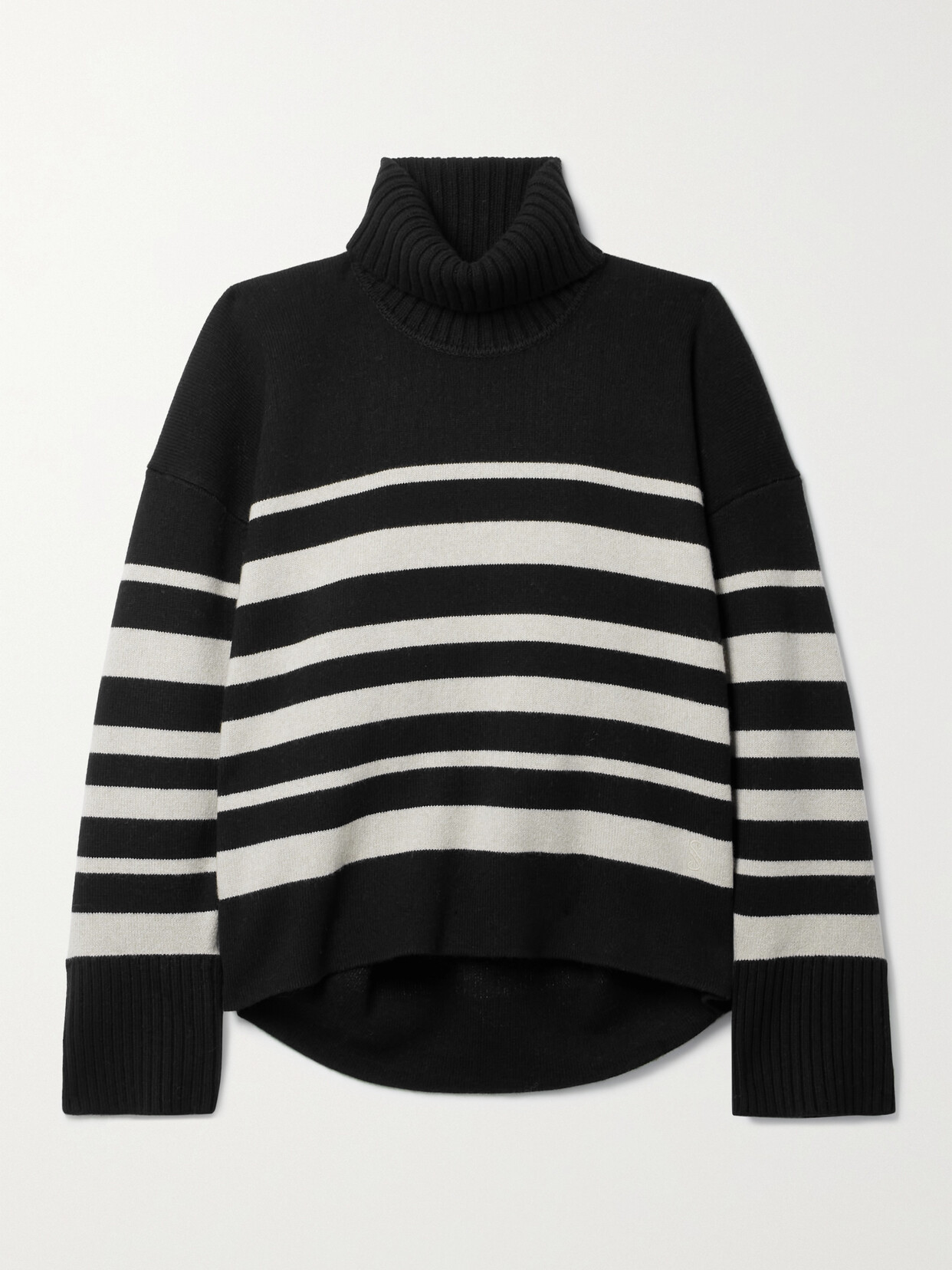 Shop Proenza Schouler Striped Wool And Cashmere-blend Turtleneck Sweater In Black