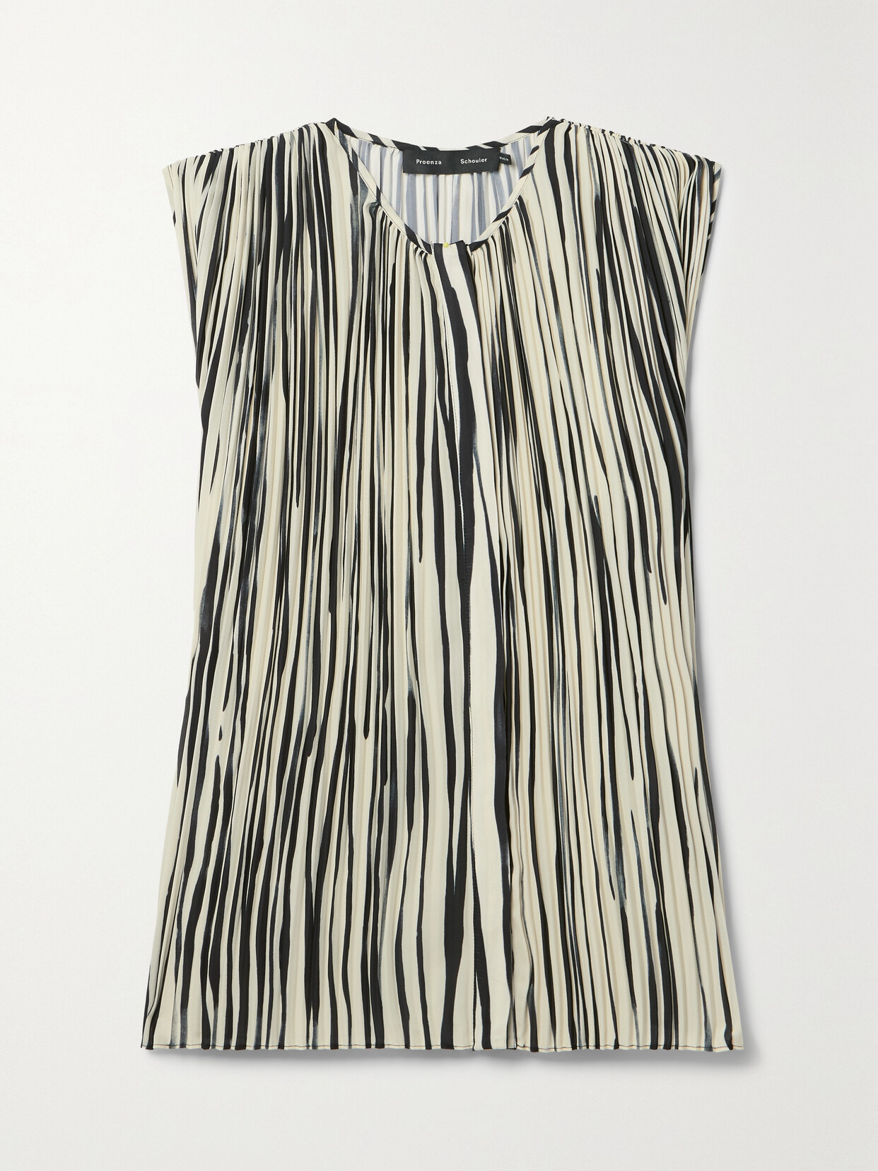 Shop Proenza Schouler Flou Pleated Striped Crepe Blouse In Cream