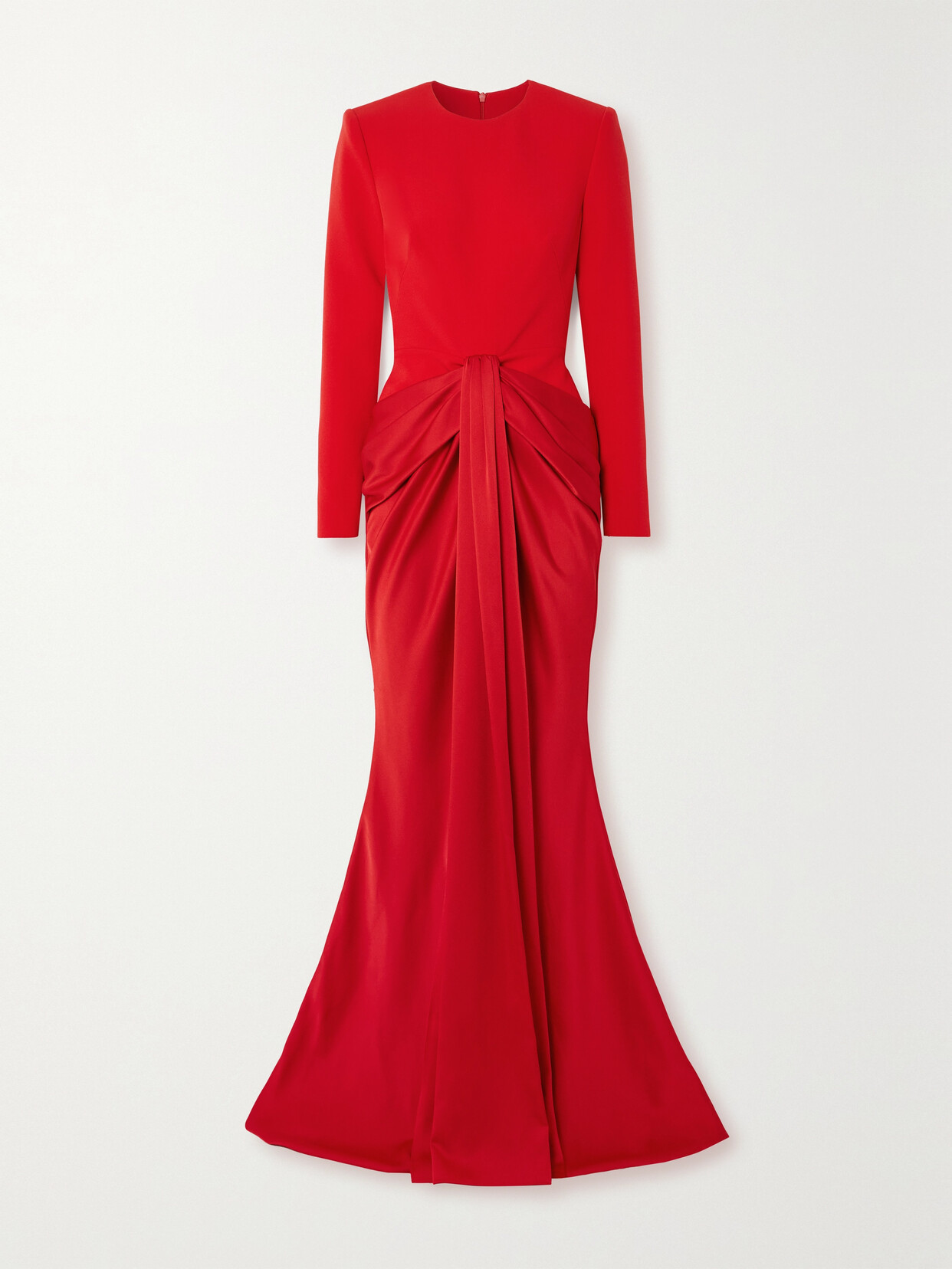 Shop Safiyaa Naira Draped Crepe And Satin Gown In Red