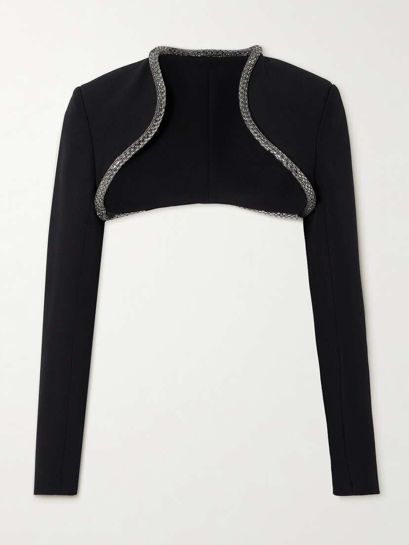 Safiyaa Trix Cropped Crystal-embellished Stretch-crepe Jacket