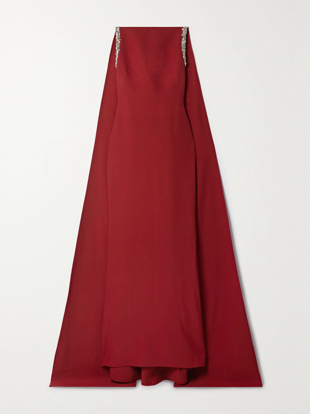 Safiyaa - Ginevra Cape-effect Embellished Stretch-crepe Gown - Red