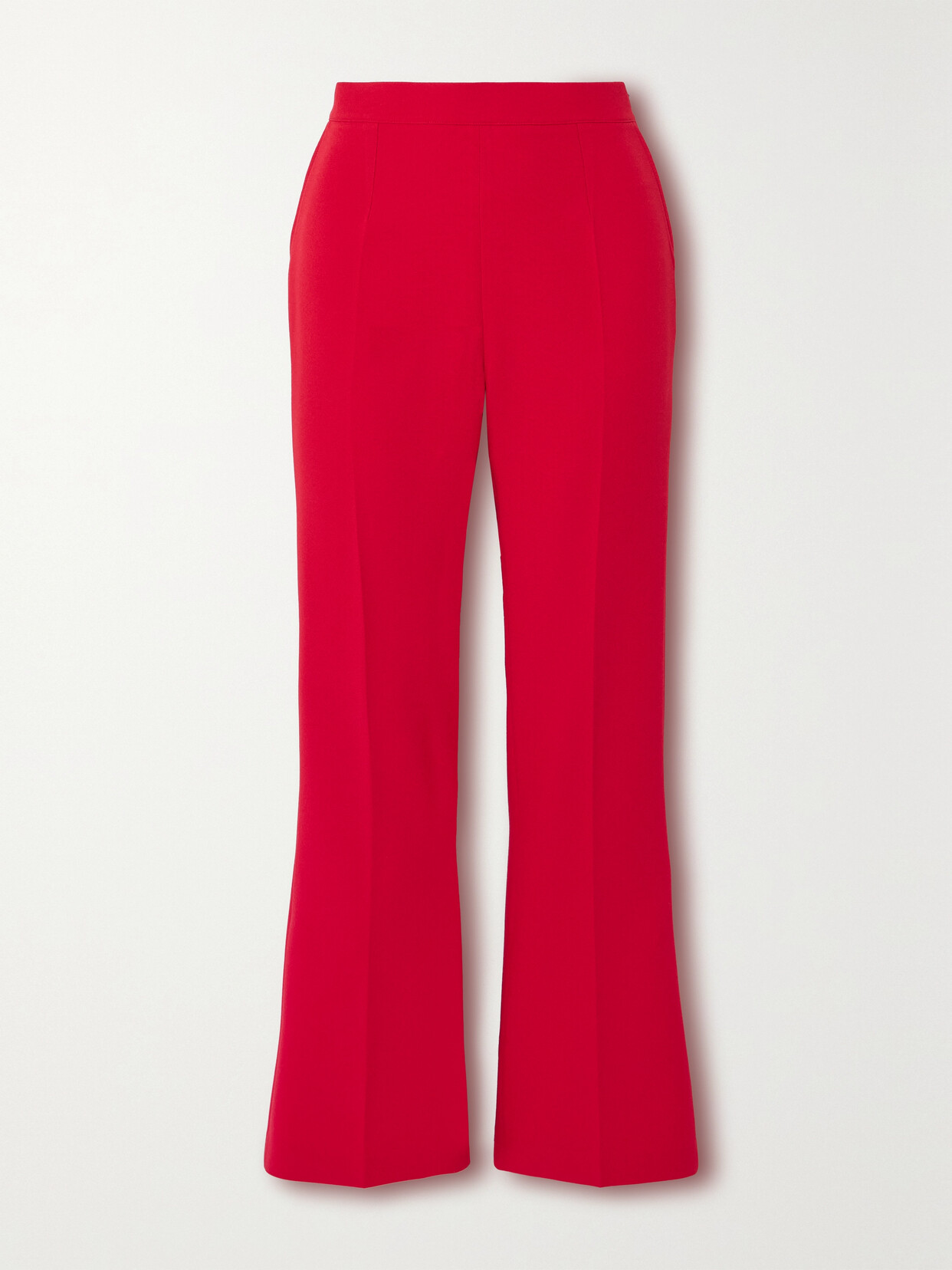 Shop Safiyaa Mari Pleated Stretch-crepe Flared Pants In Red