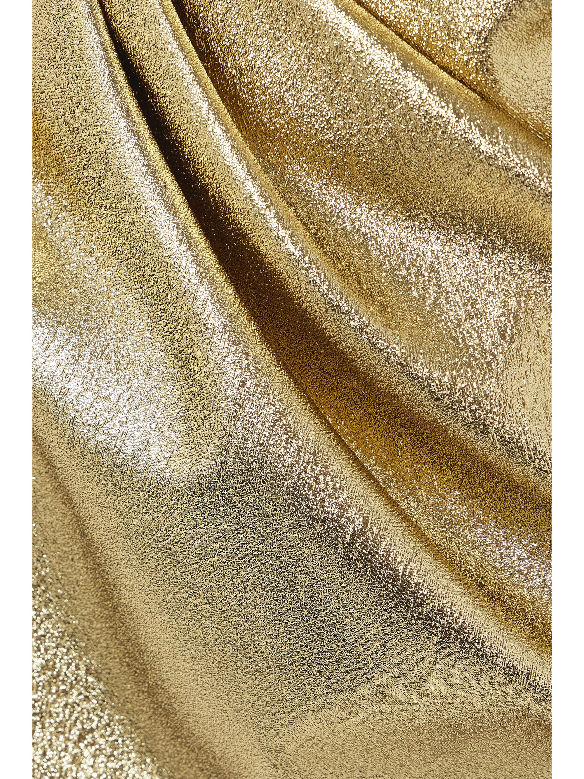 Safiyaa Daxton strapless gathered metallic lamé midi dress thumbnail