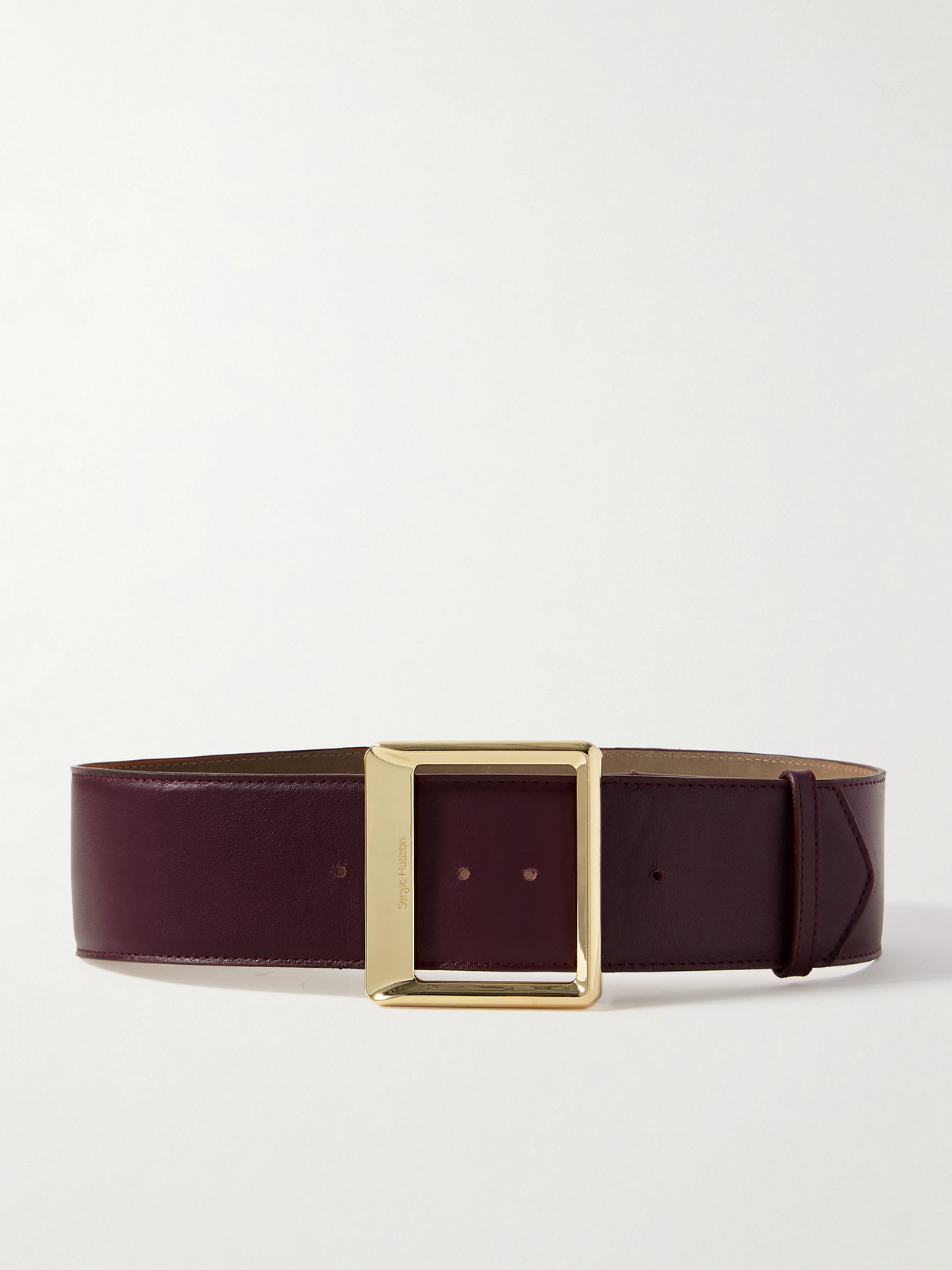 Sergio Hudson Leather Waist Belt In Burgundy