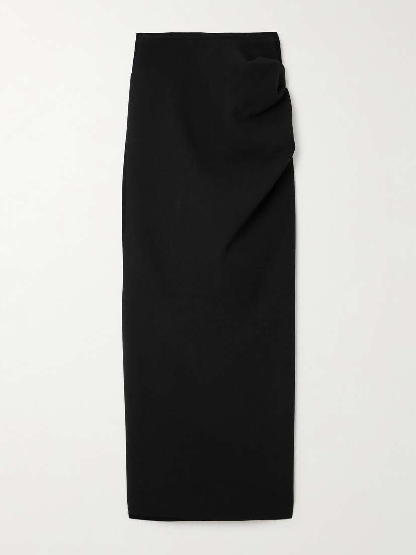 Sergio Hudson Draped Wool-blend Crepe Maxi Skirt