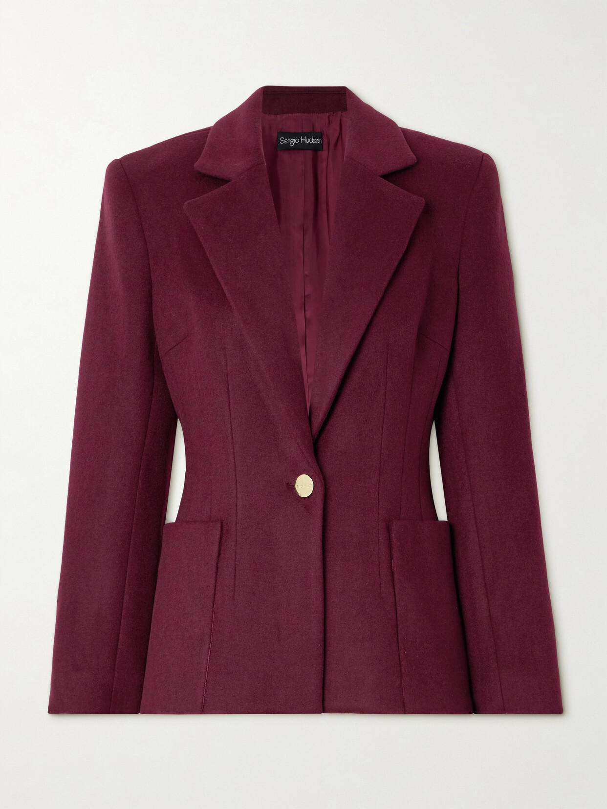 Sergio Hudson Wool And Cashmere-blend Blazer In Burgundy