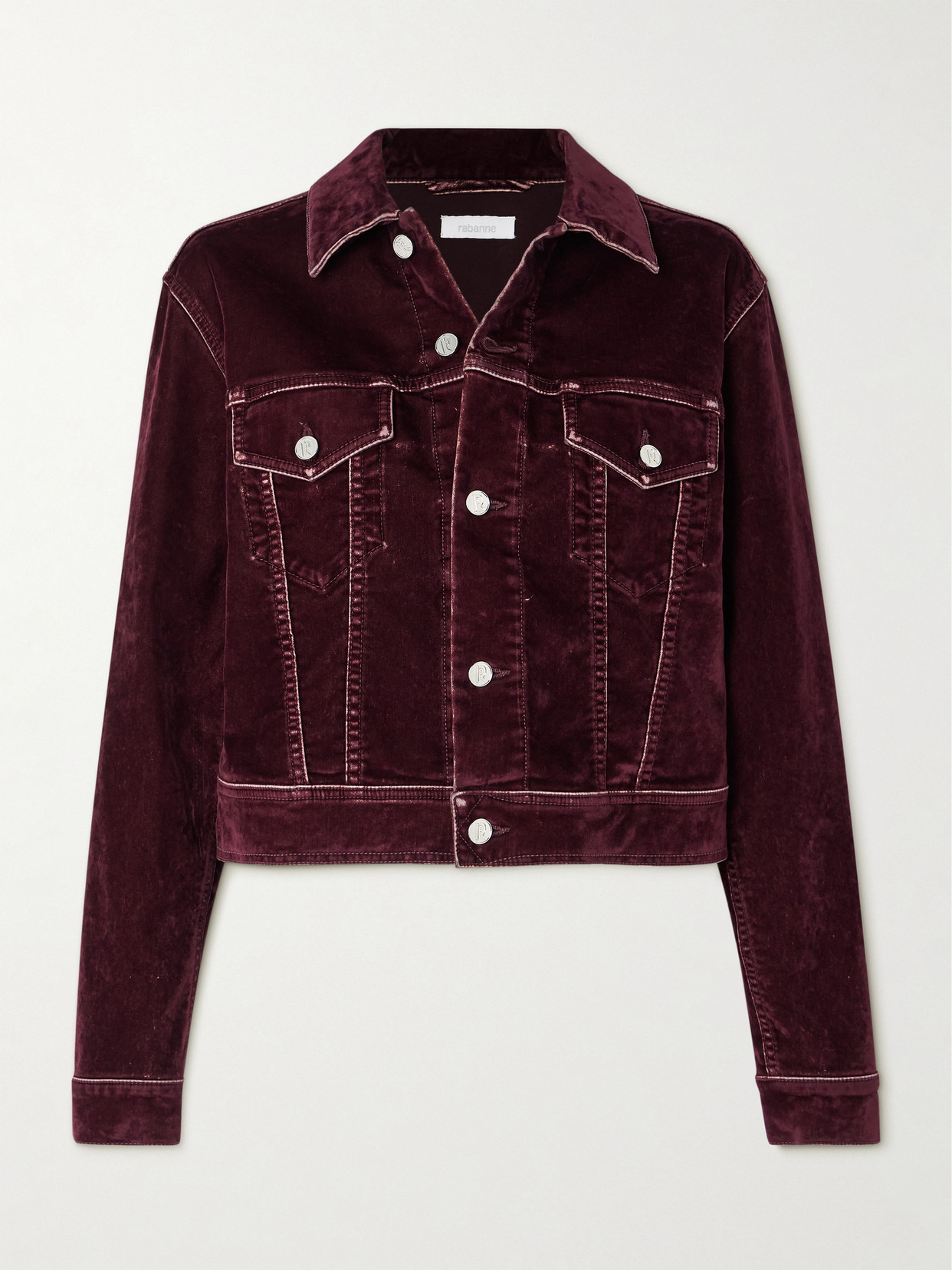 Rabanne Distressed Cotton-blend Velvet Jacket In Red