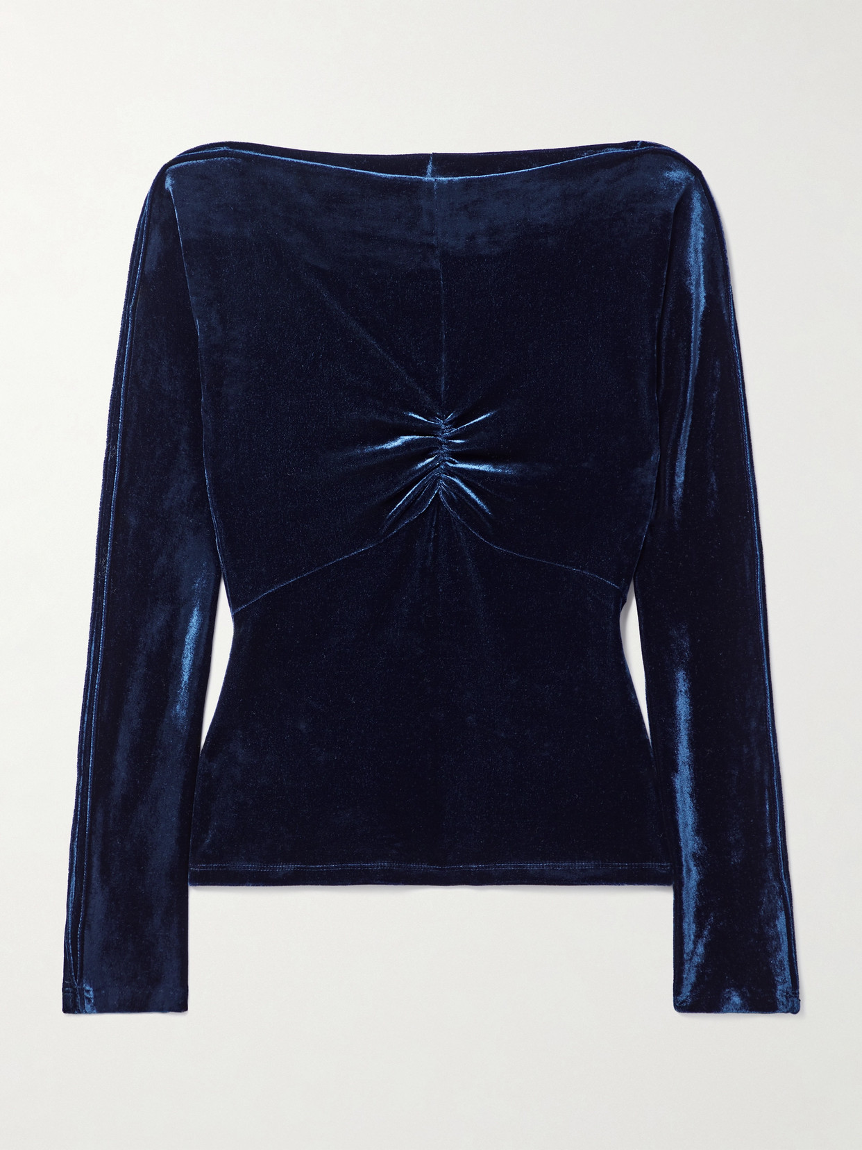 Rabanne Ruched Velvet Top In Blue