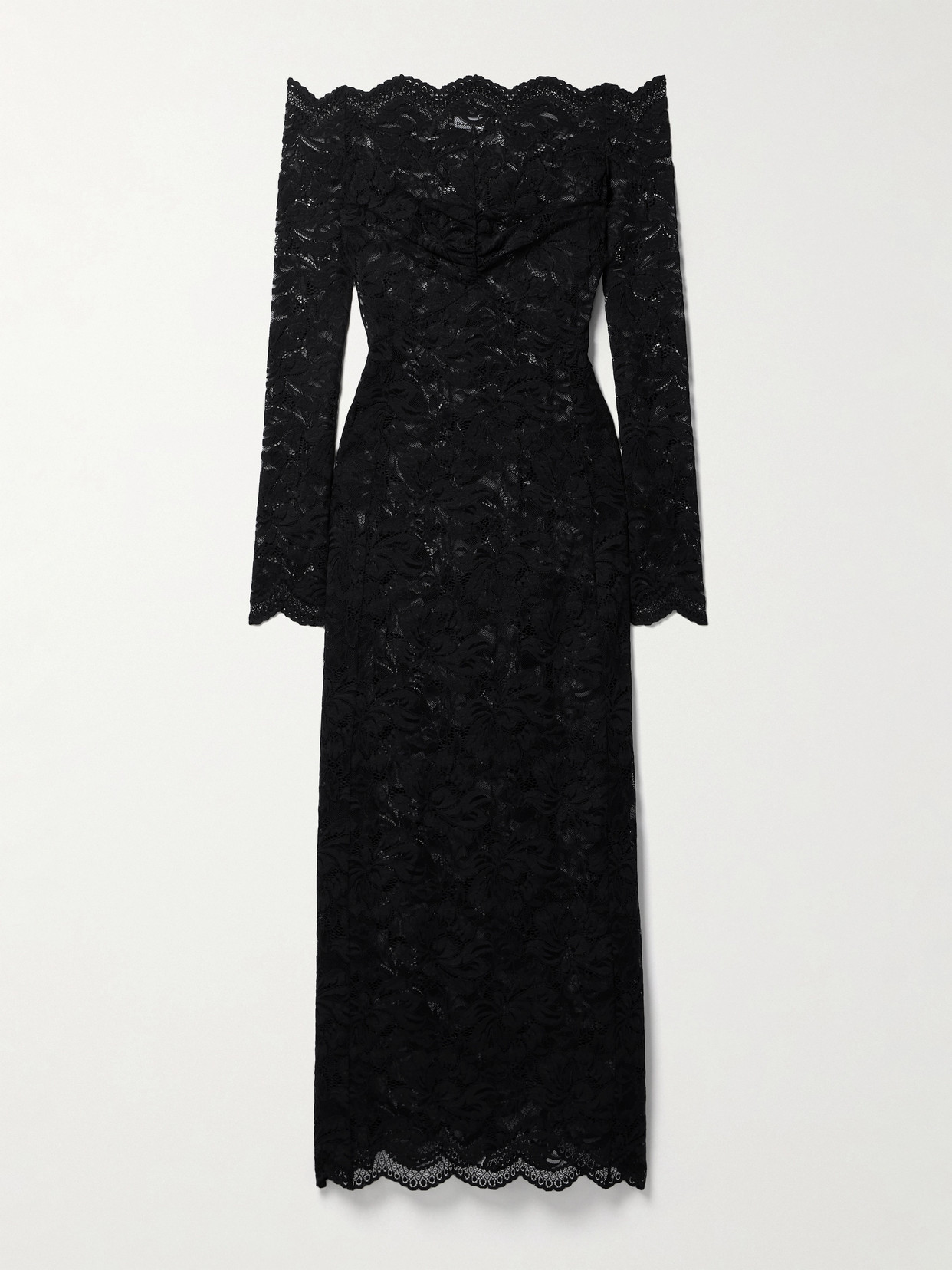 Rabanne Off-the-shoulder Scalloped Stretch-lace Maxi Dress - Black