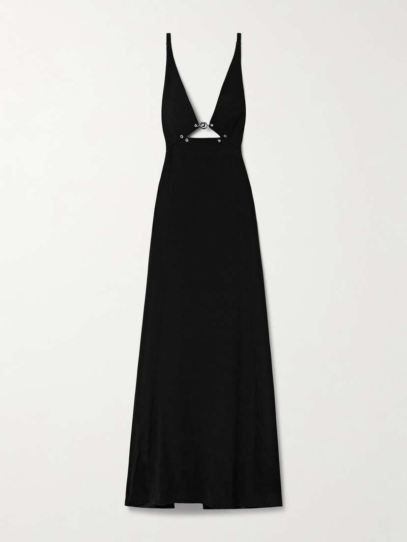 Rabanne Cutout Embellished Crepe Maxi Dress