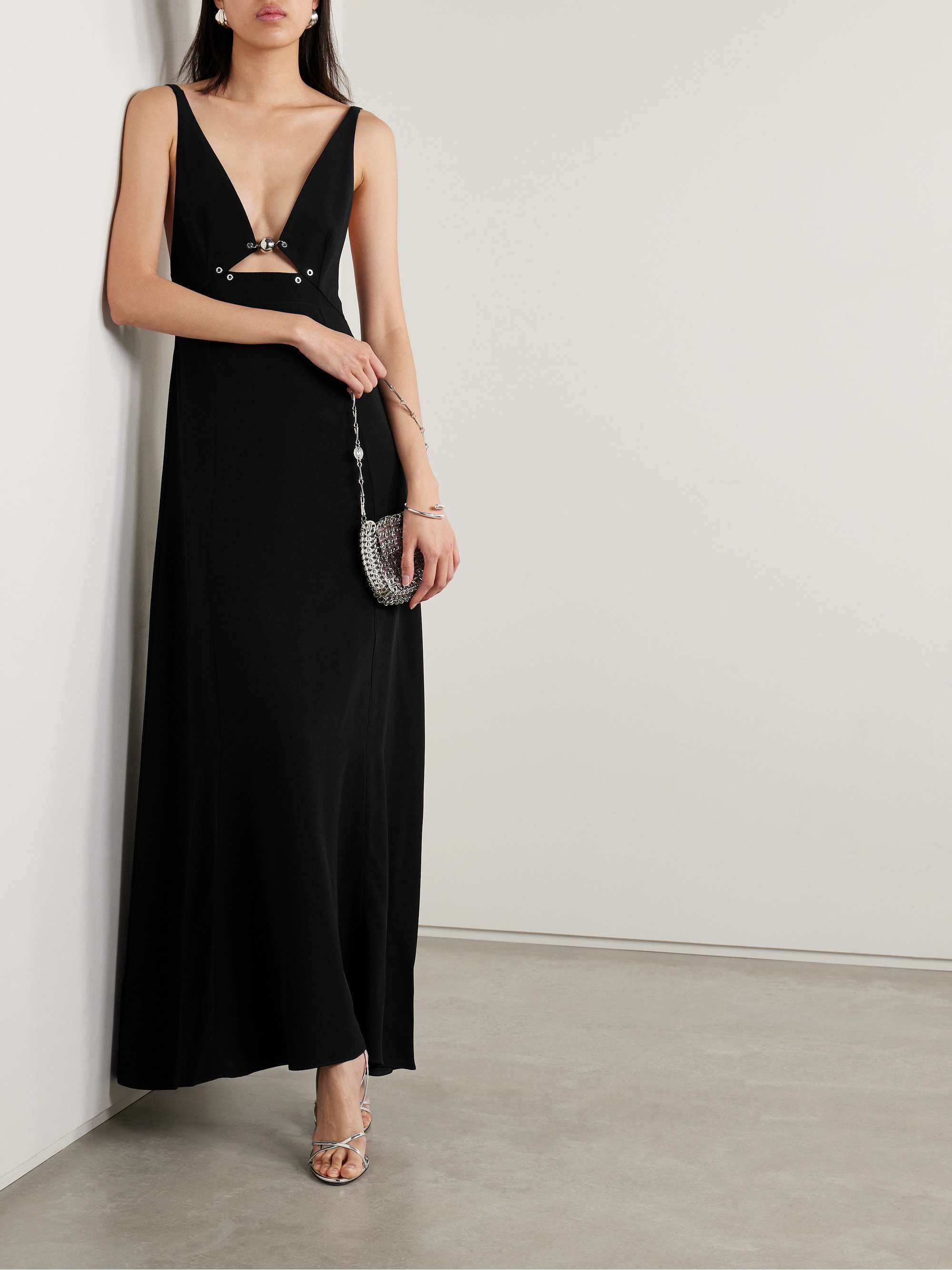 PACO RABANNE Cutout embellished crepe maxi dress | NET-A-PORTER