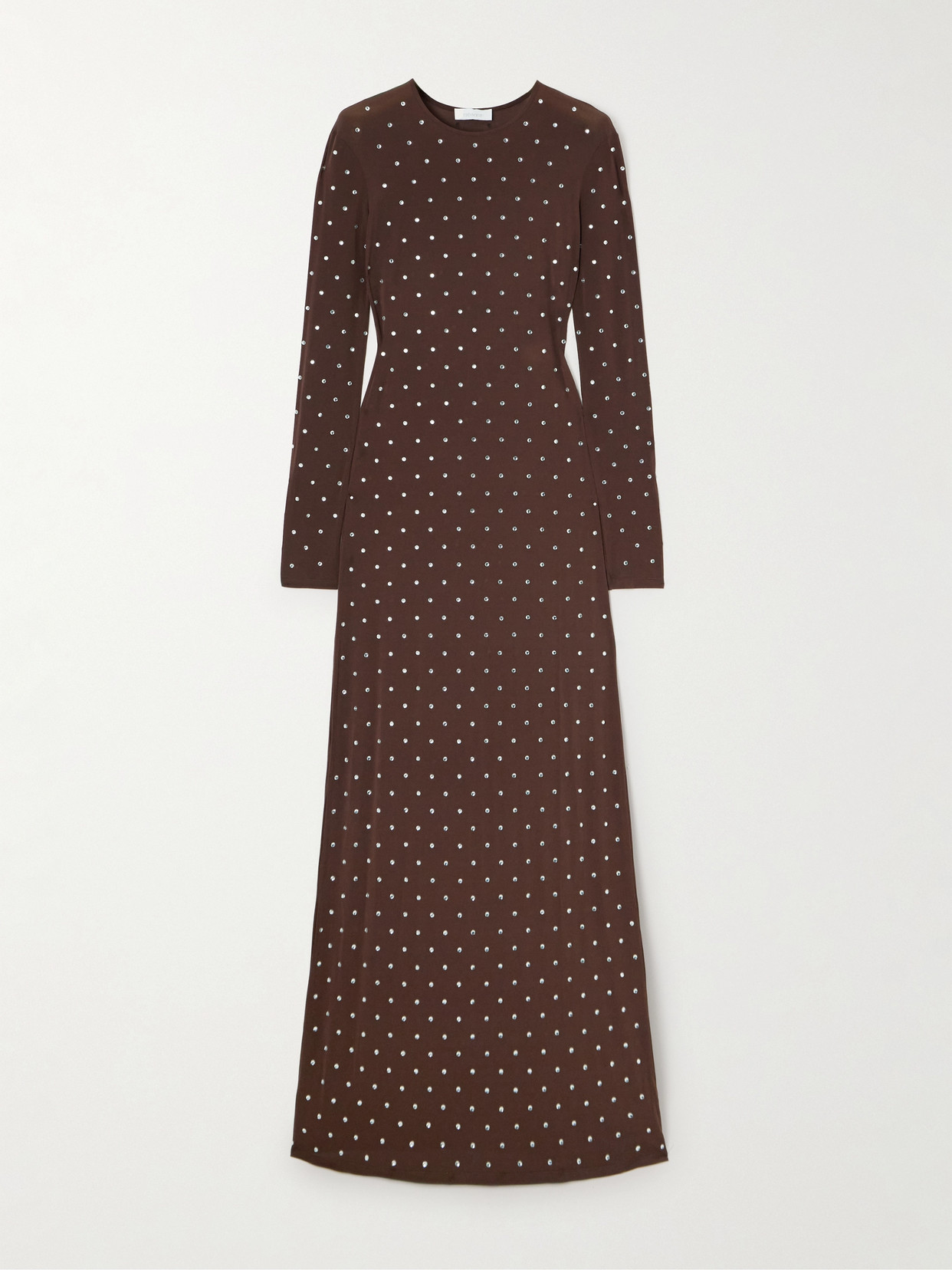 Rabanne Crystal-embellished Jersey Maxi Dress In Chocolate