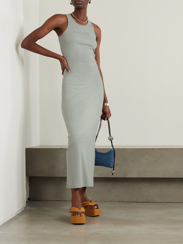 Rabanne Appliquéd ribbed cotton-blend maxi dress