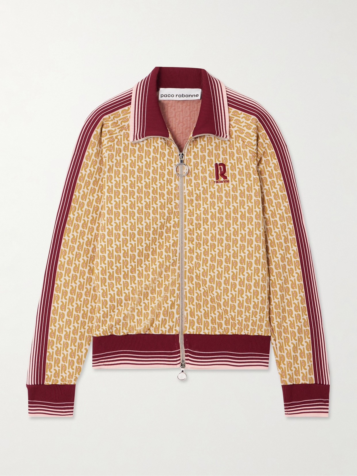 Rabanne - Striped Embroidered Stretch Jacquard-knit Track Jacket - Brown
