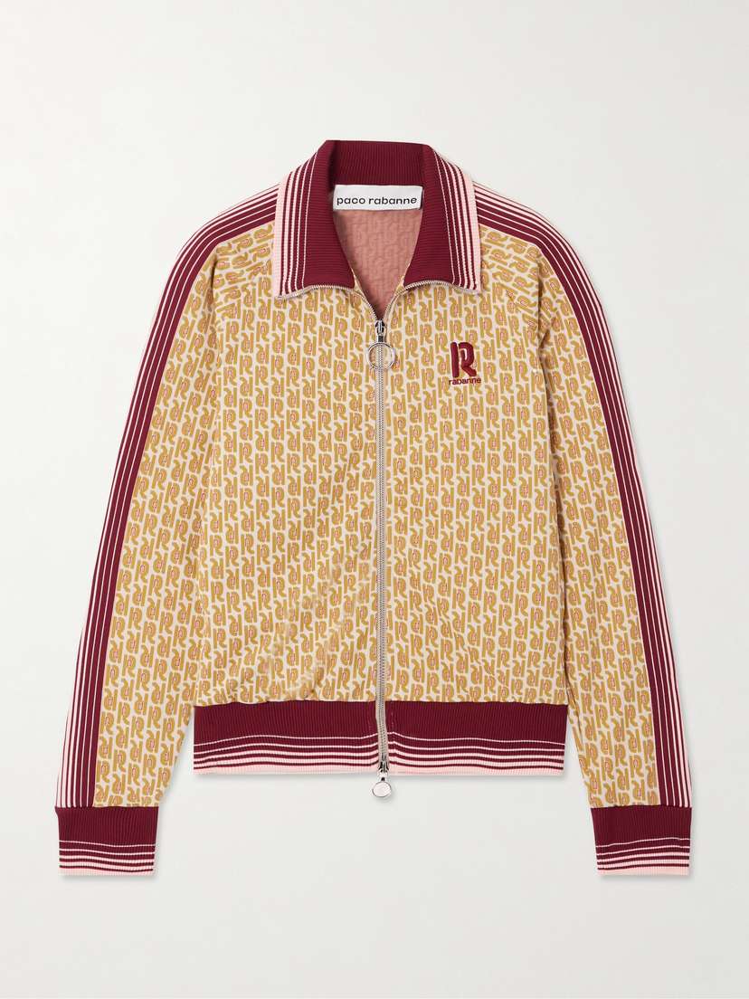 Rabanne Striped Embroidered Stretch Jacquard-knit Track Jacket
