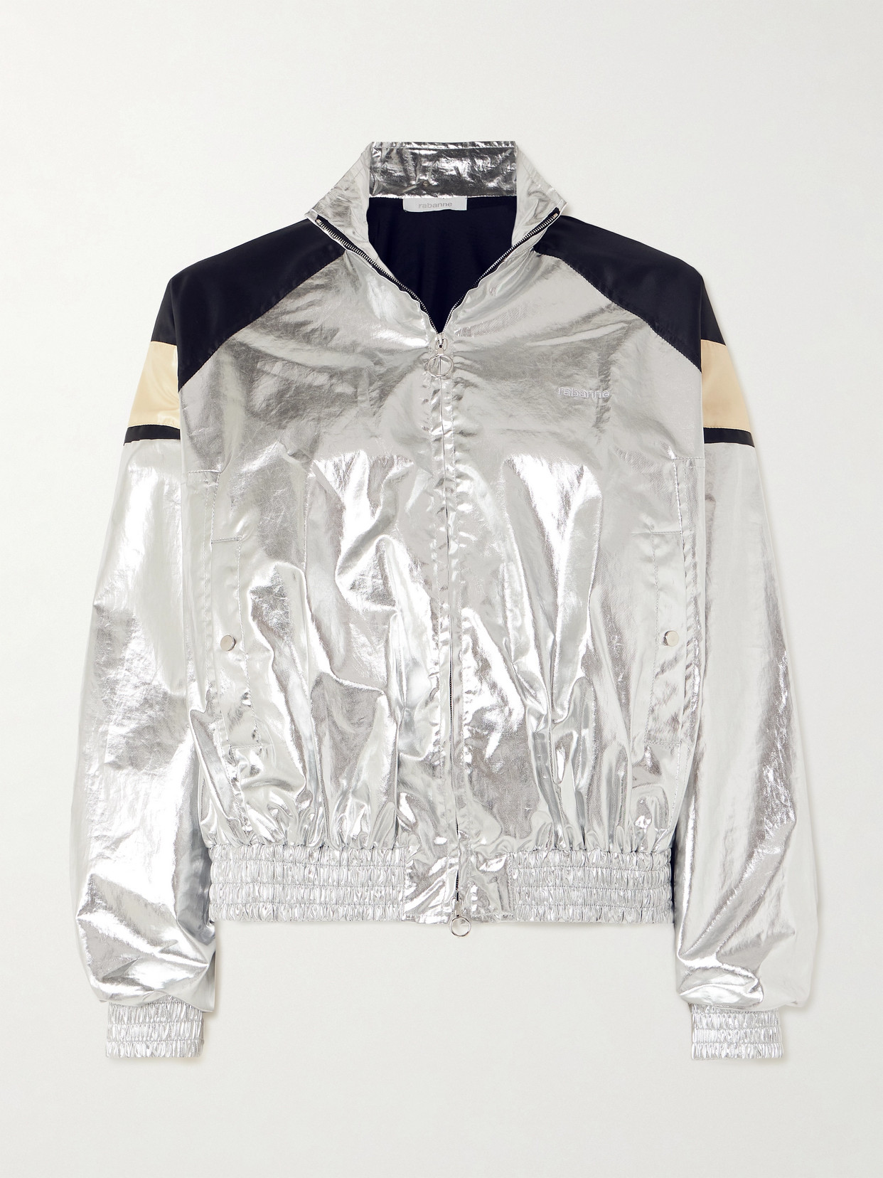 RABANNE - Metallic Satin-trimmed Coated Cotton-blend Jacket - Silver