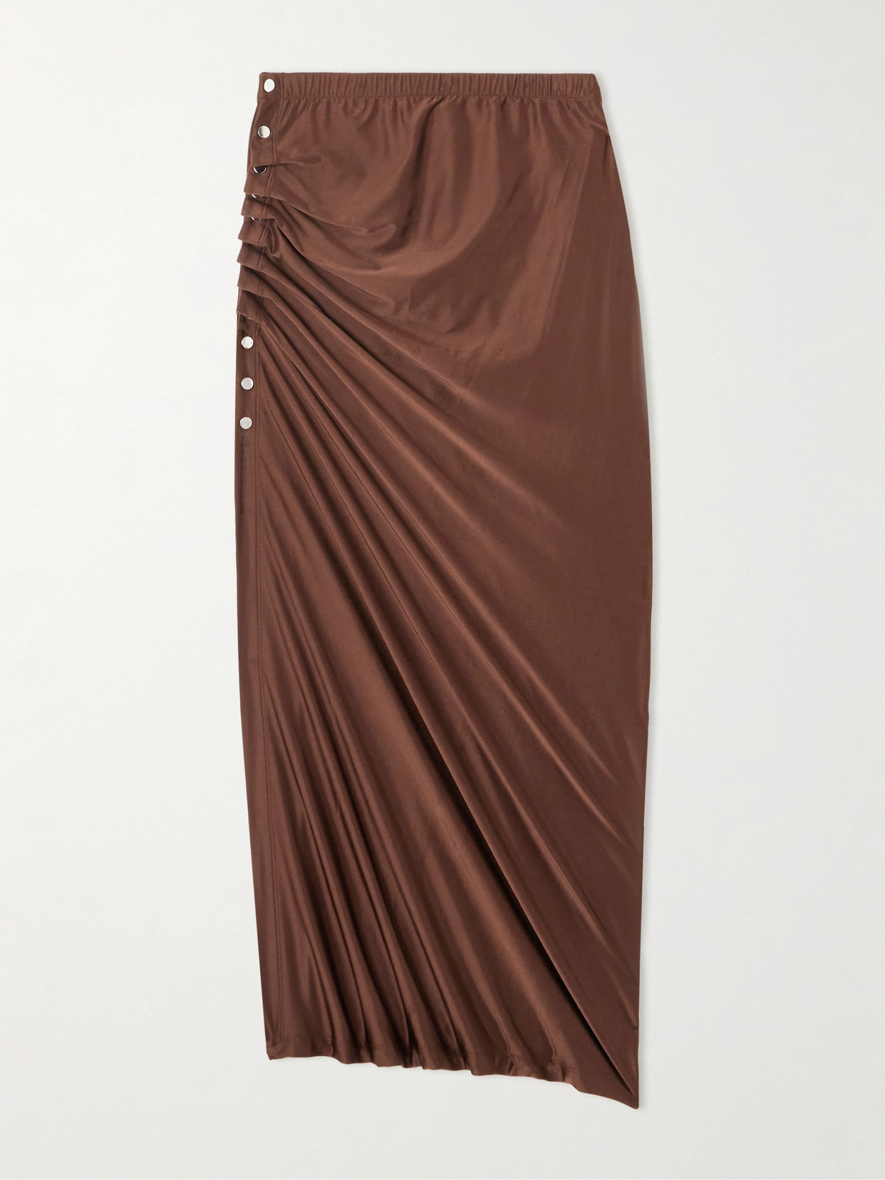 Rabanne Jupe Stretch-satin Midi Skirt In Brown