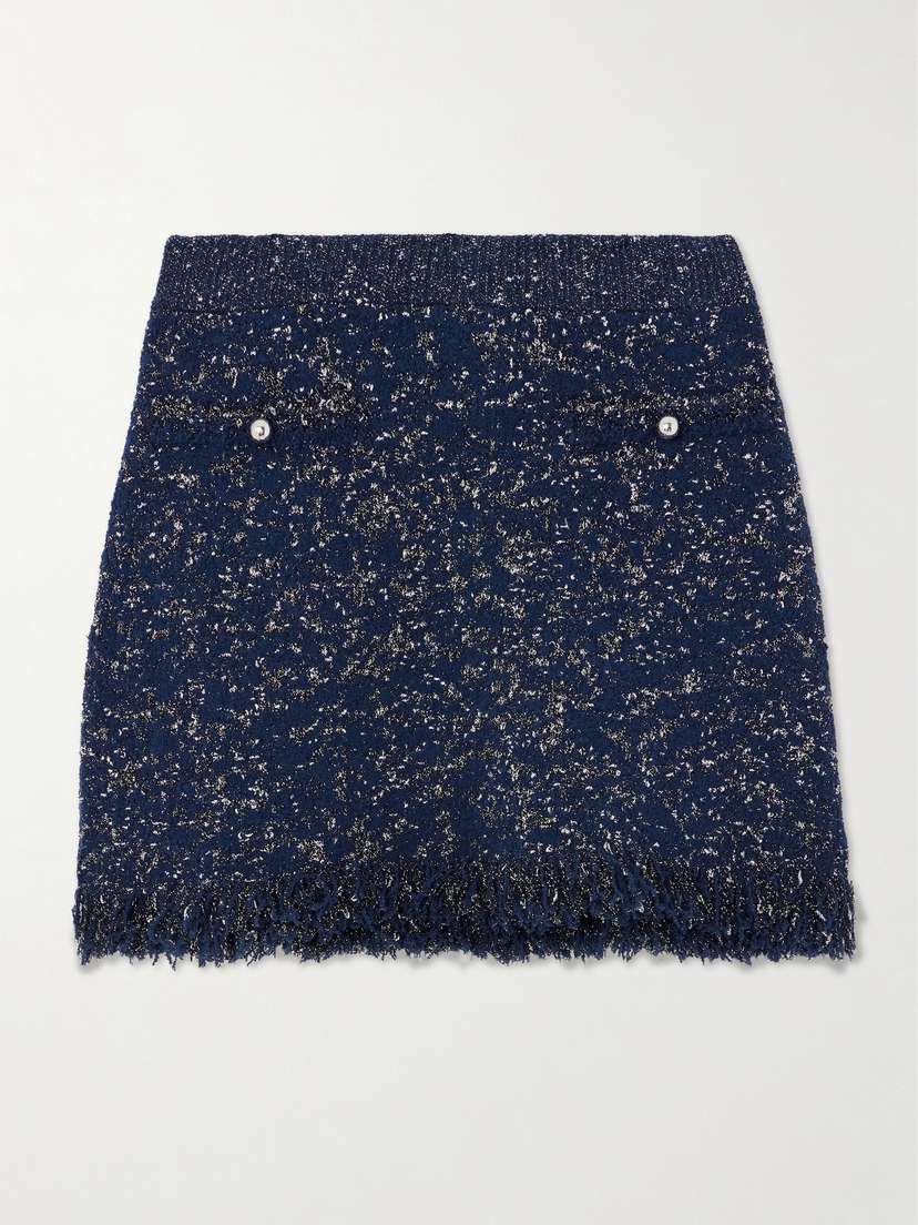 Rabanne Frayed Metallic Bouclé Mini Skirt
