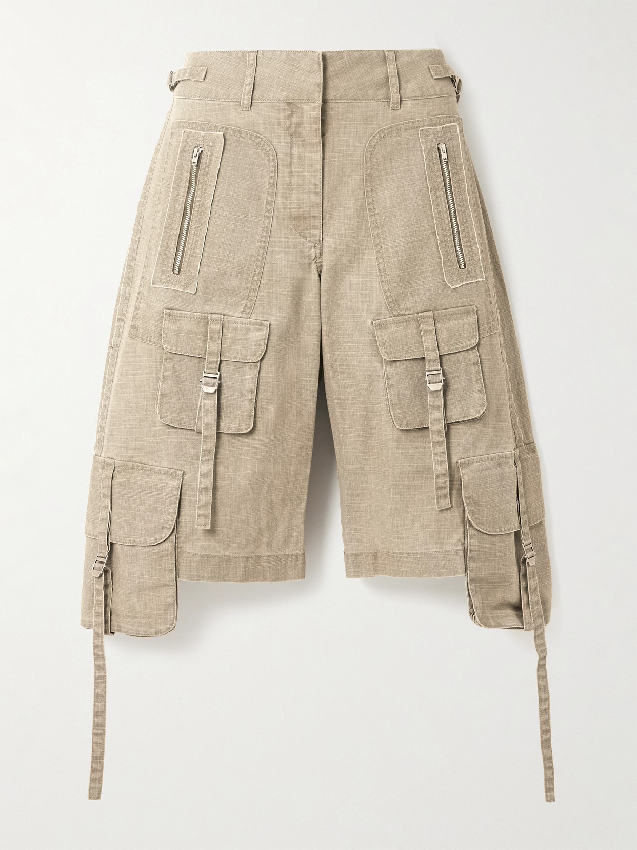 Shop Acne Studios Embellished Cotton Cargo Shorts In Neutrals