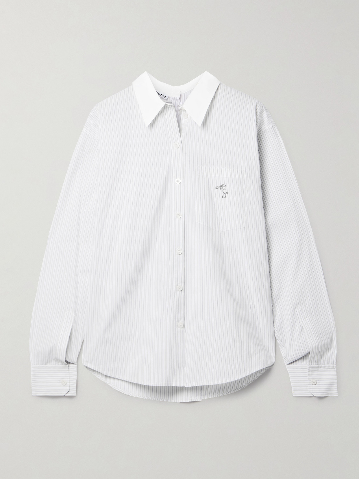 Acne Studios - Embroidered Pinstriped Cotton-poplin Shirt - White
