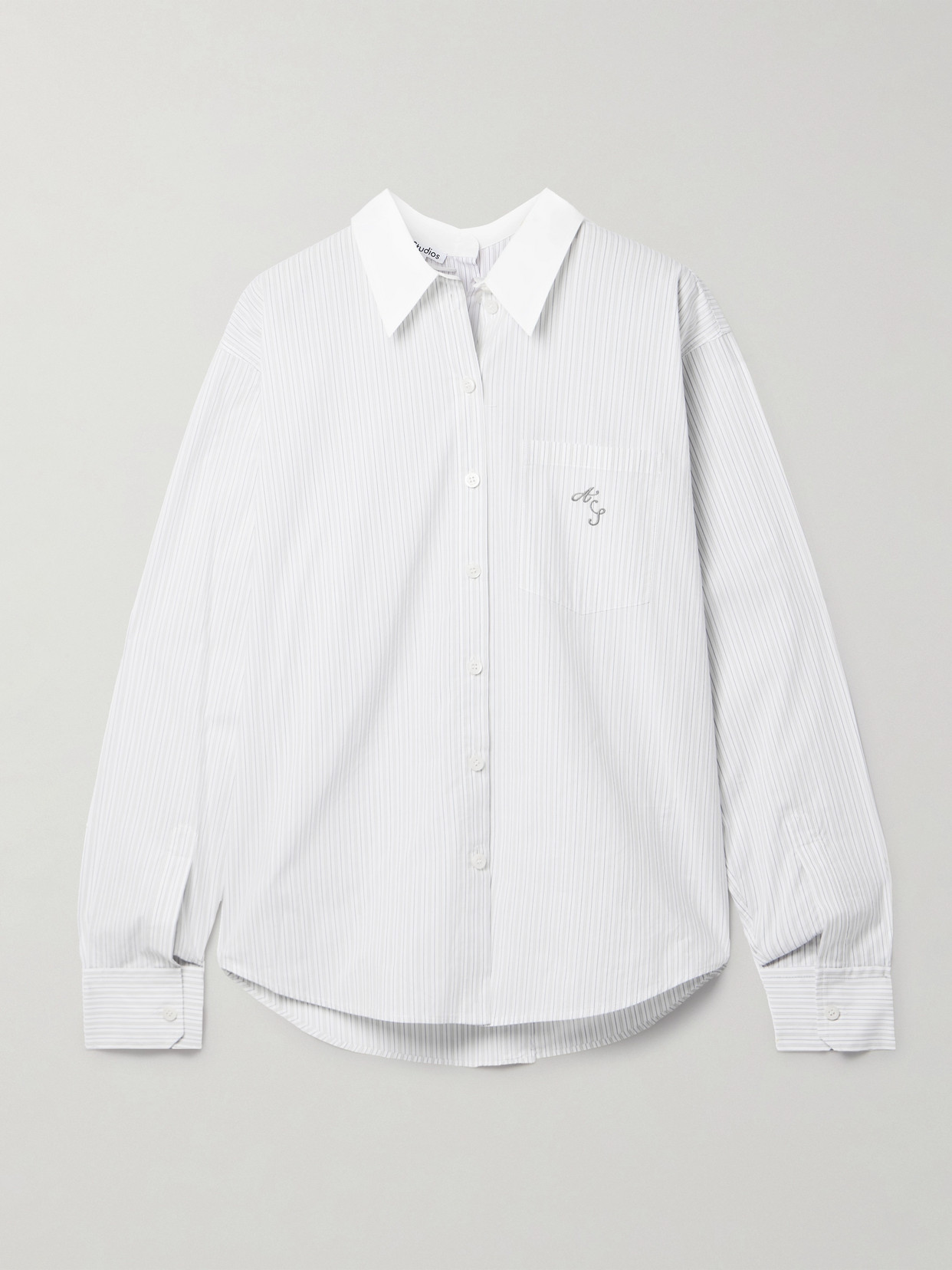 Acne Studios Embroidered Pinstriped Cotton-poplin Shirt In White