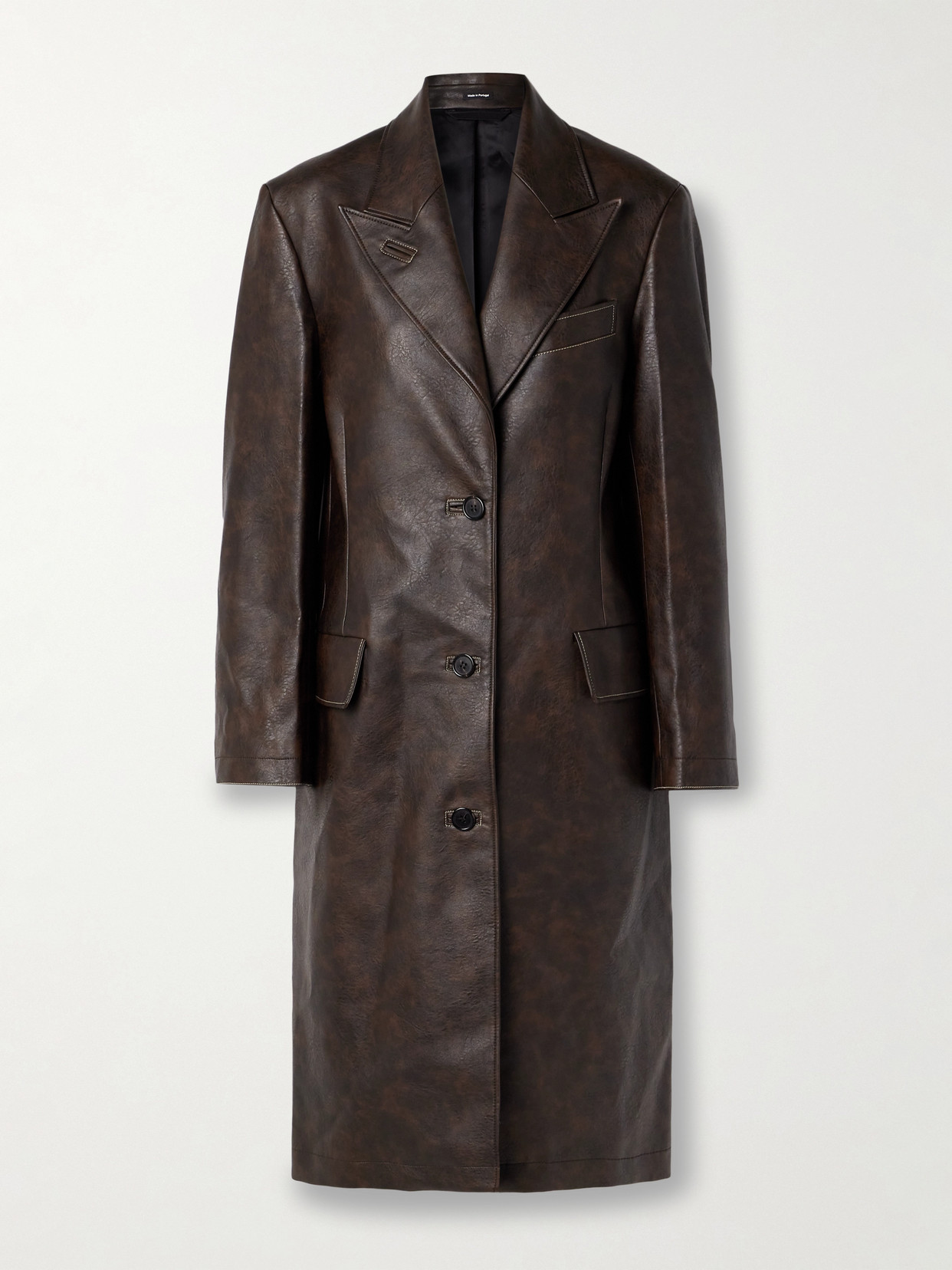 Shop Acne Studios Faux Leather Coat In Brown