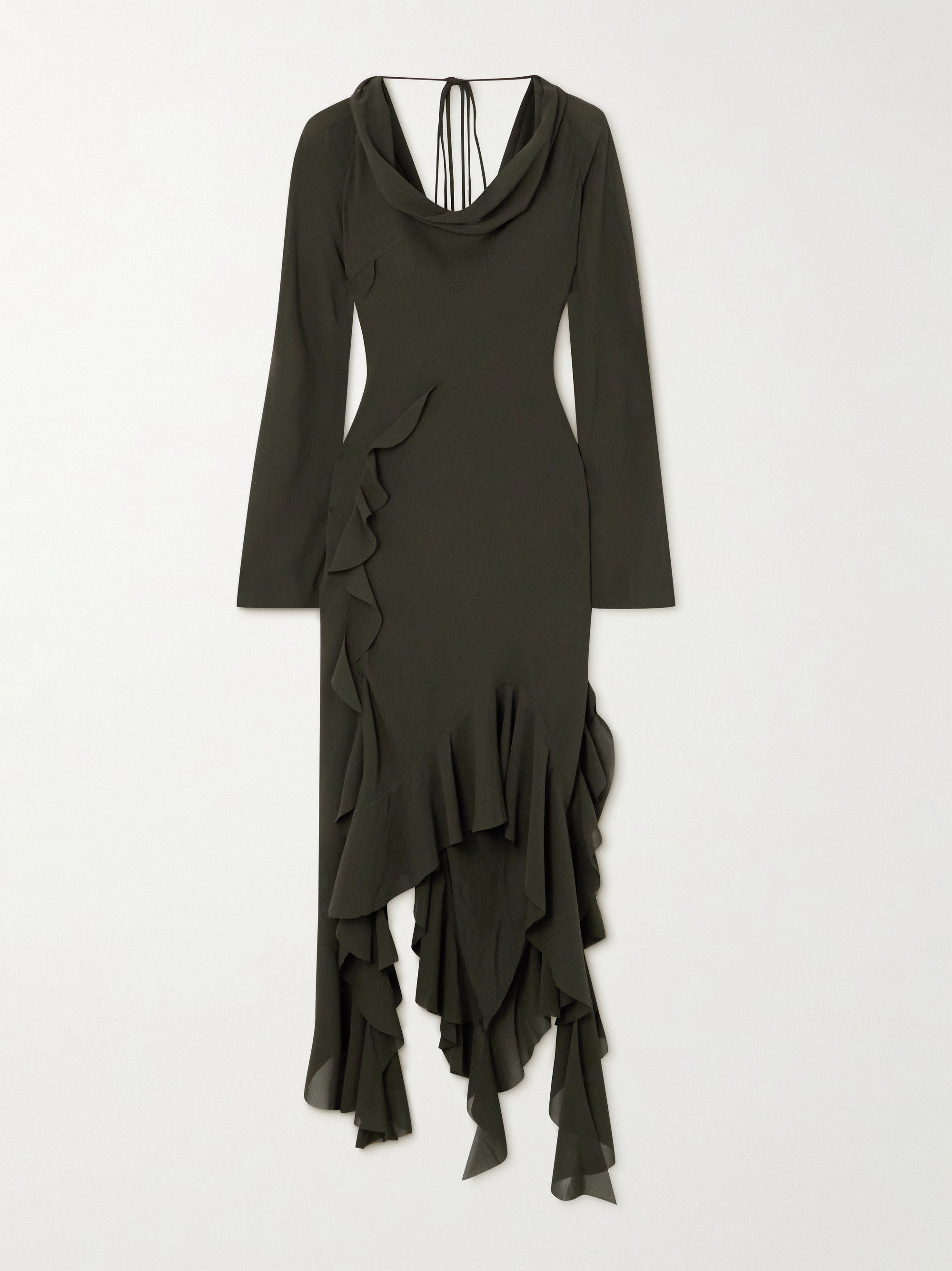 Acne Studios Open-back asymmetric draped ruffled crepe dress thumbnail