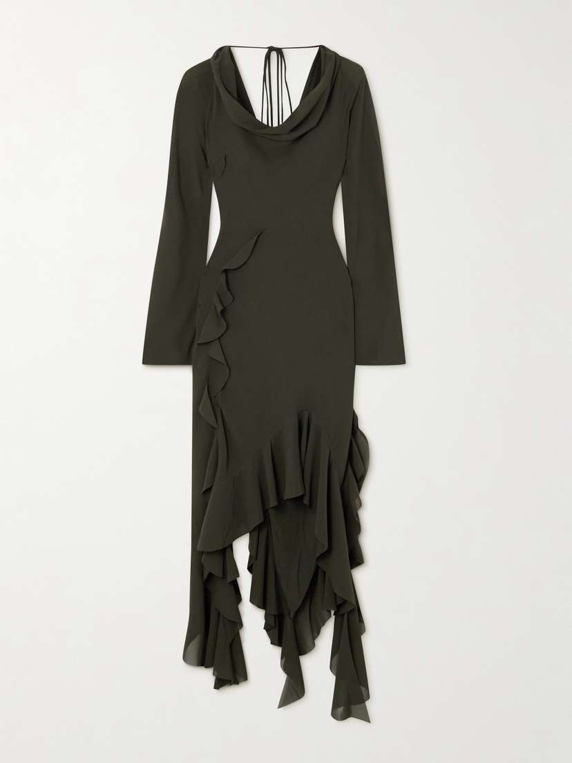 Acne Studios Open-back Asymmetric Draped Ruffled Crepe Dress