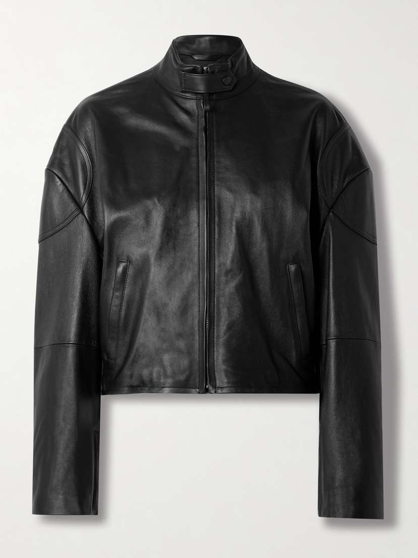 Acne Studios Cropped Leather Biker Jacket