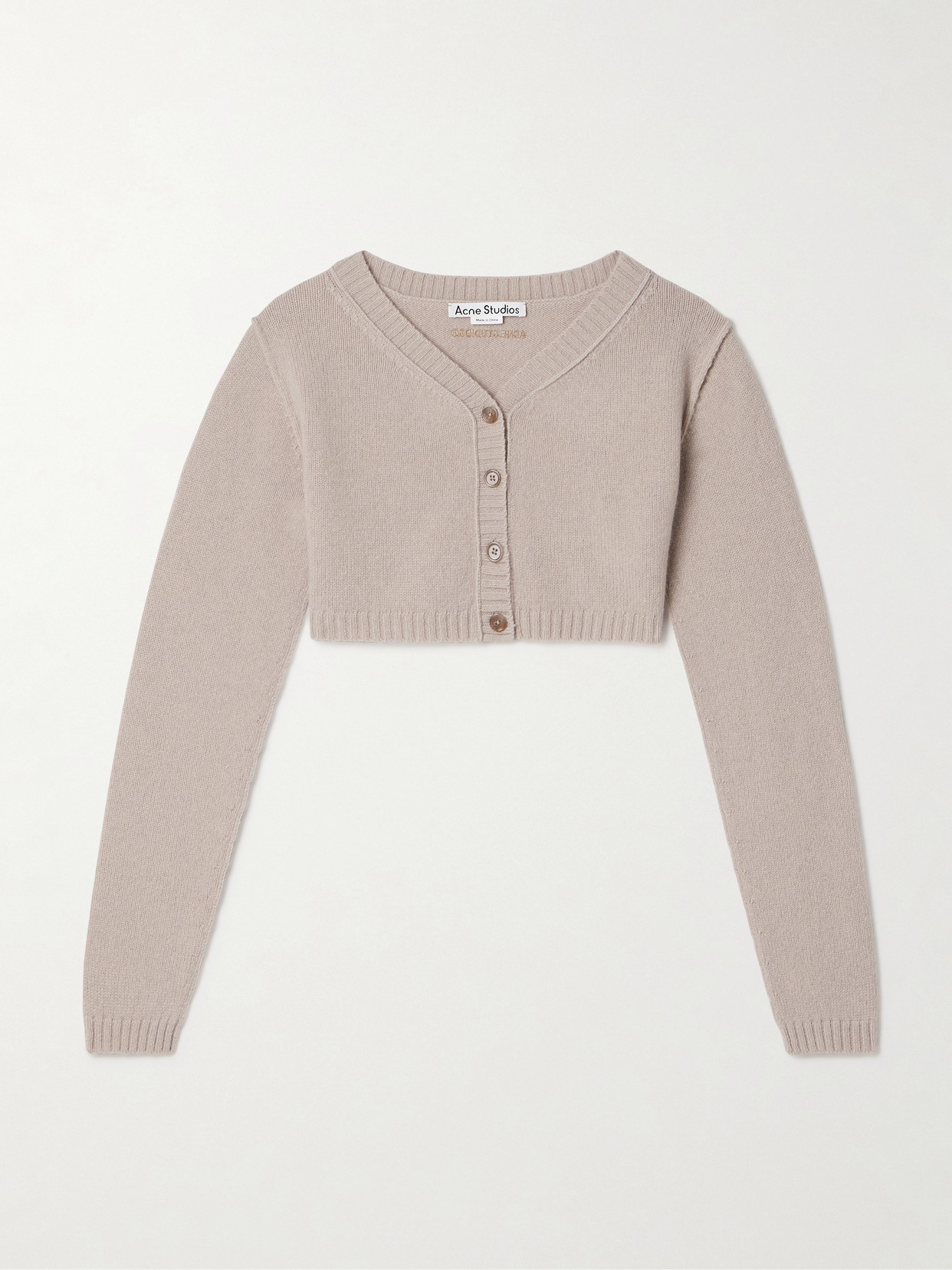 Acne Studios - Cropped Wool And Cashmere-blend Cardigan - Neutrals