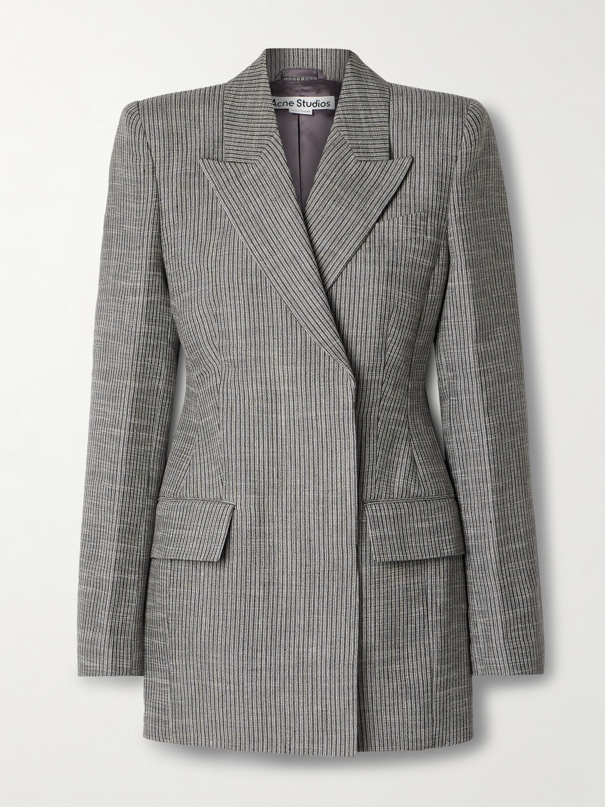 Acne Studios Double-breasted Striped Blazer In Gray