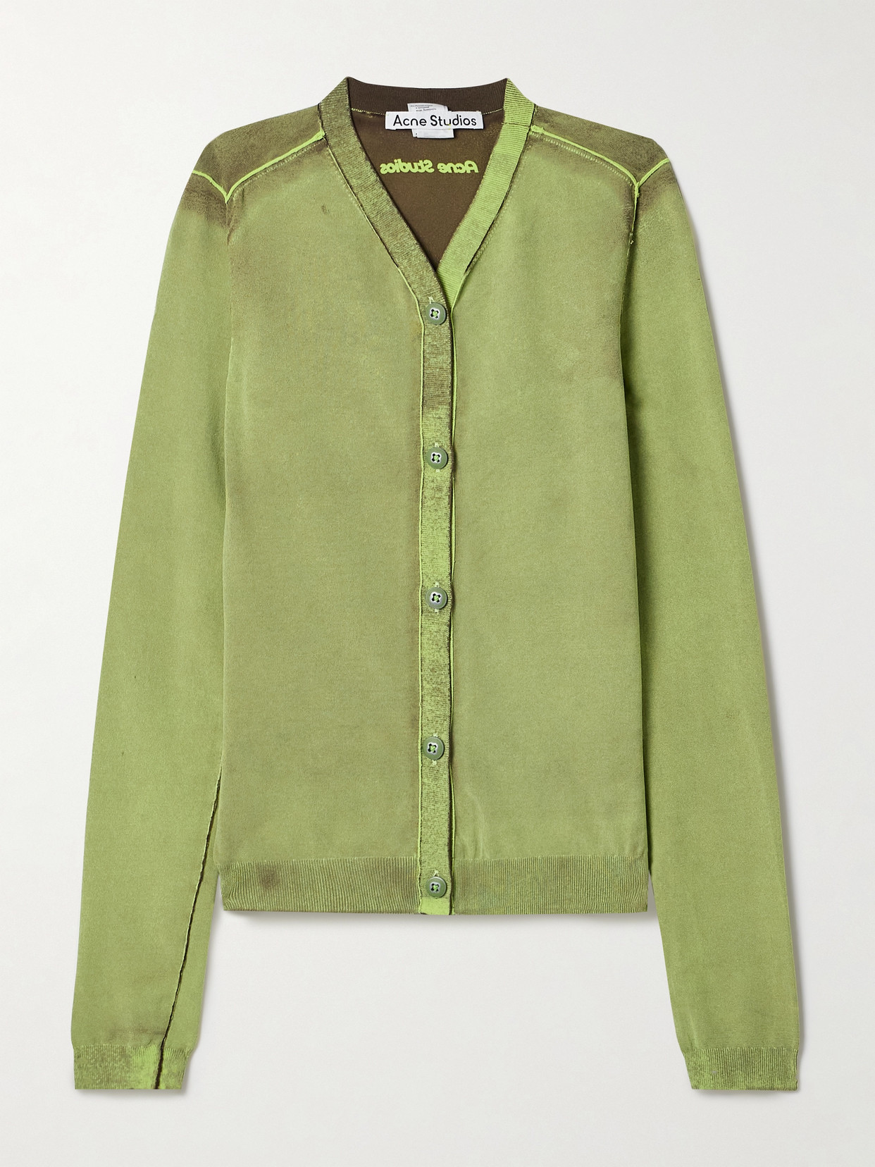 Shop Acne Studios Dégradé Stretch-jersey Cardigan In Green