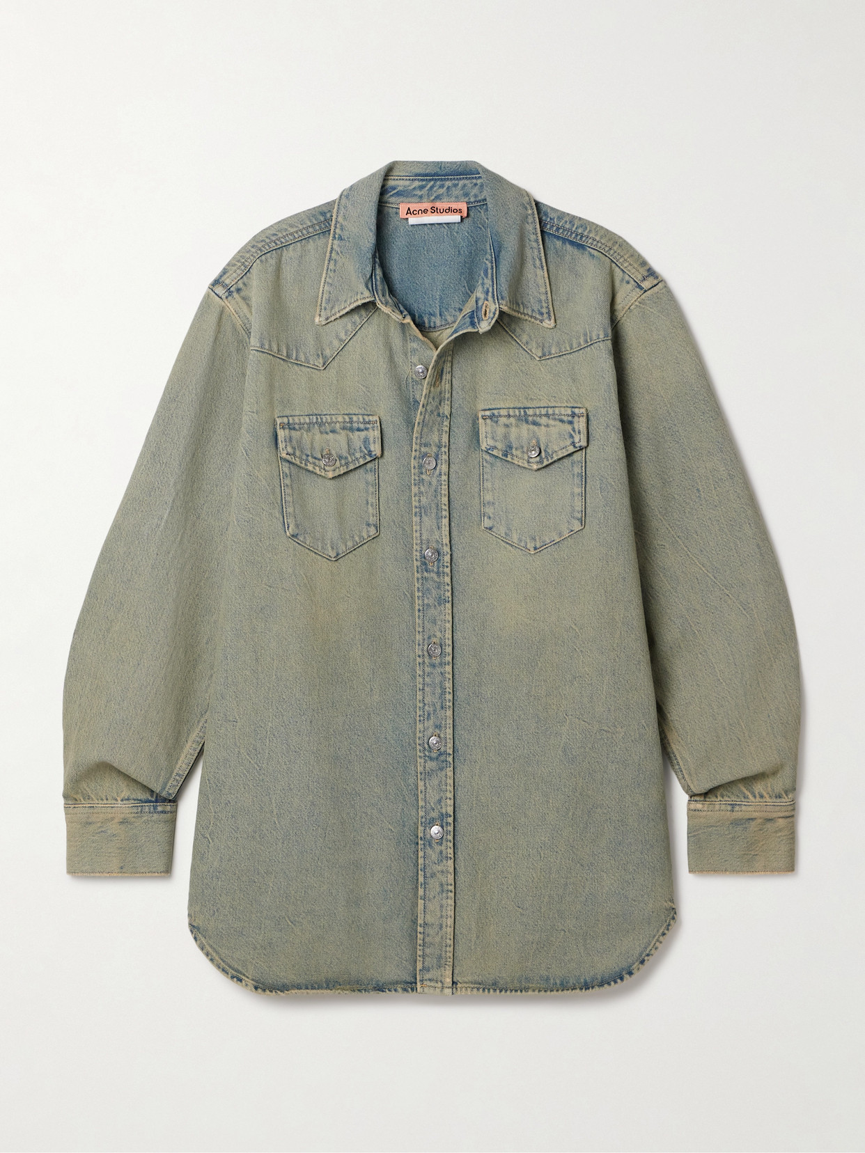 Acne Studios Distressed Denim Shirt In Blue