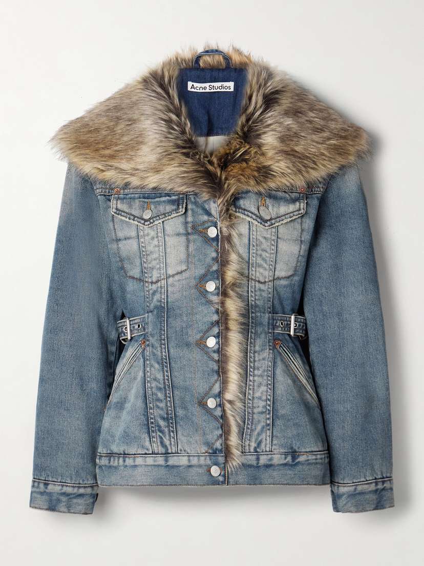 Acne Studios Faux Fur-trimmed Denim Jacket