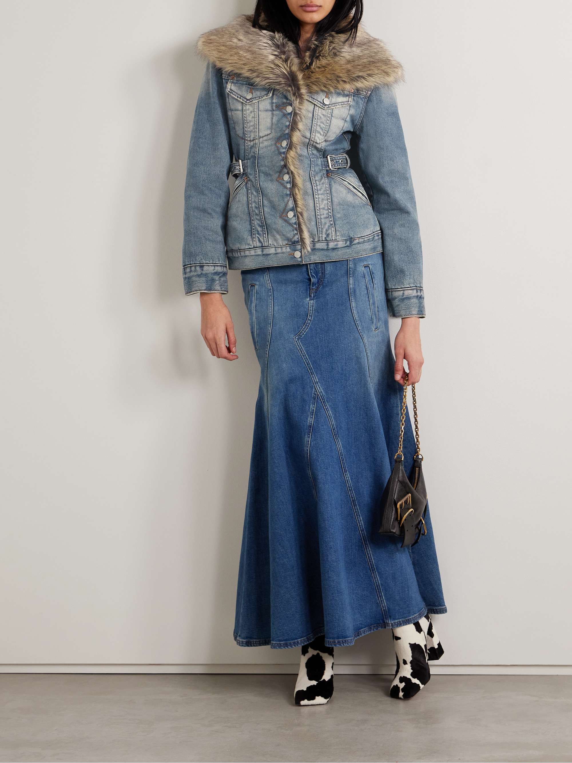 ACNE STUDIOS Faux fur-trimmed denim jacket