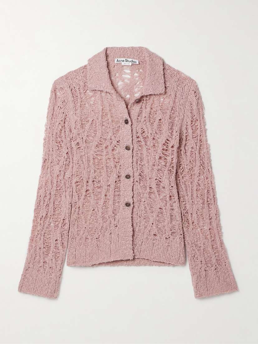Acne Studios Distressed Open-knit Cotton-blend Cardigan