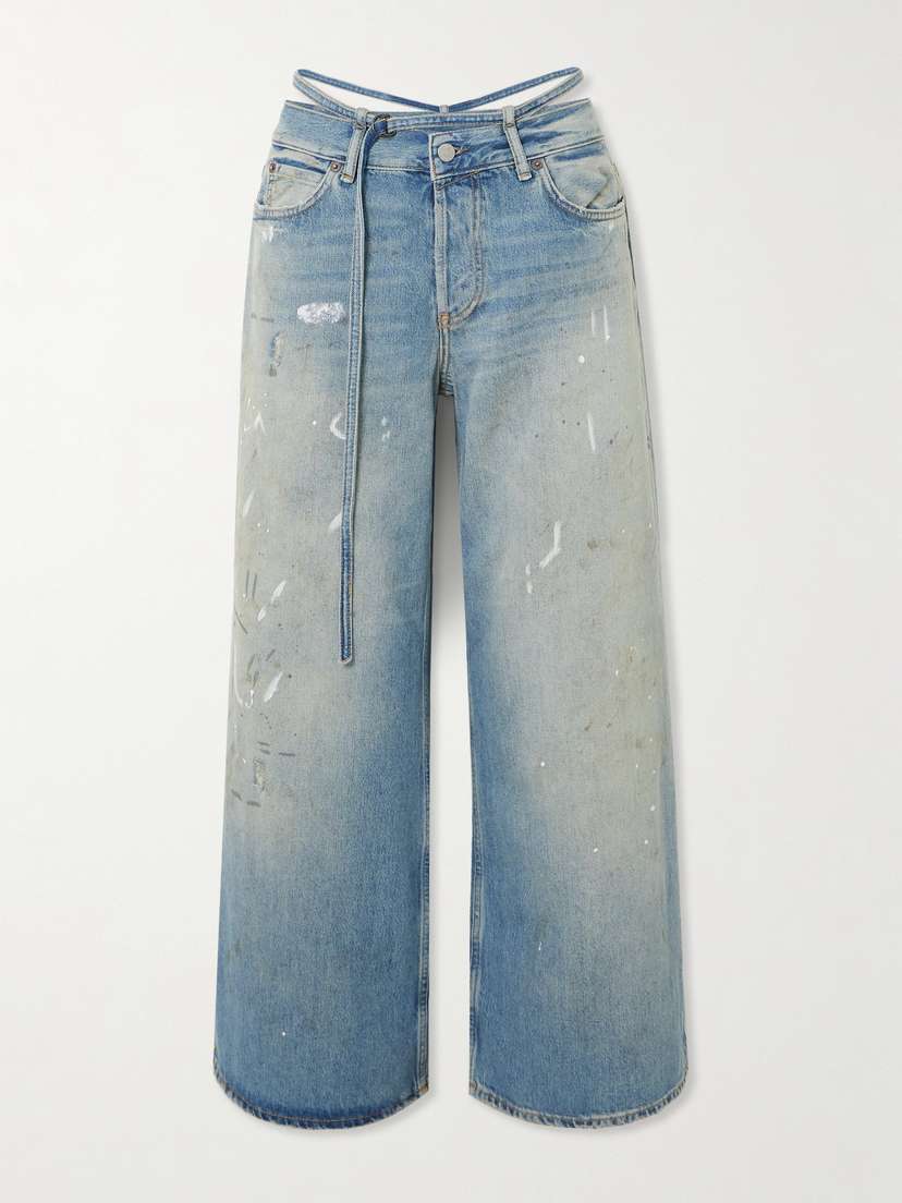 Acne Studios Trafalgar Tie-detailed Distressed Wide-leg Jeans - EU 42