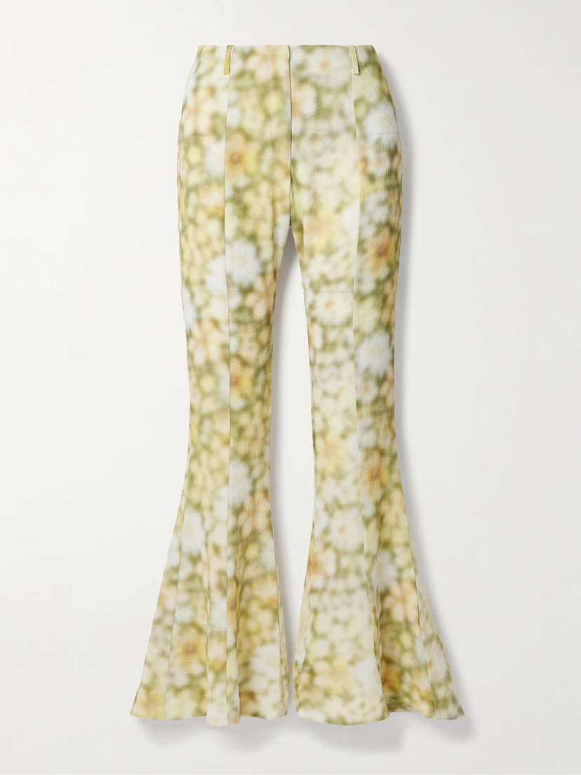 Acne Studios Floral-print Hammered-crepe Flared Pants