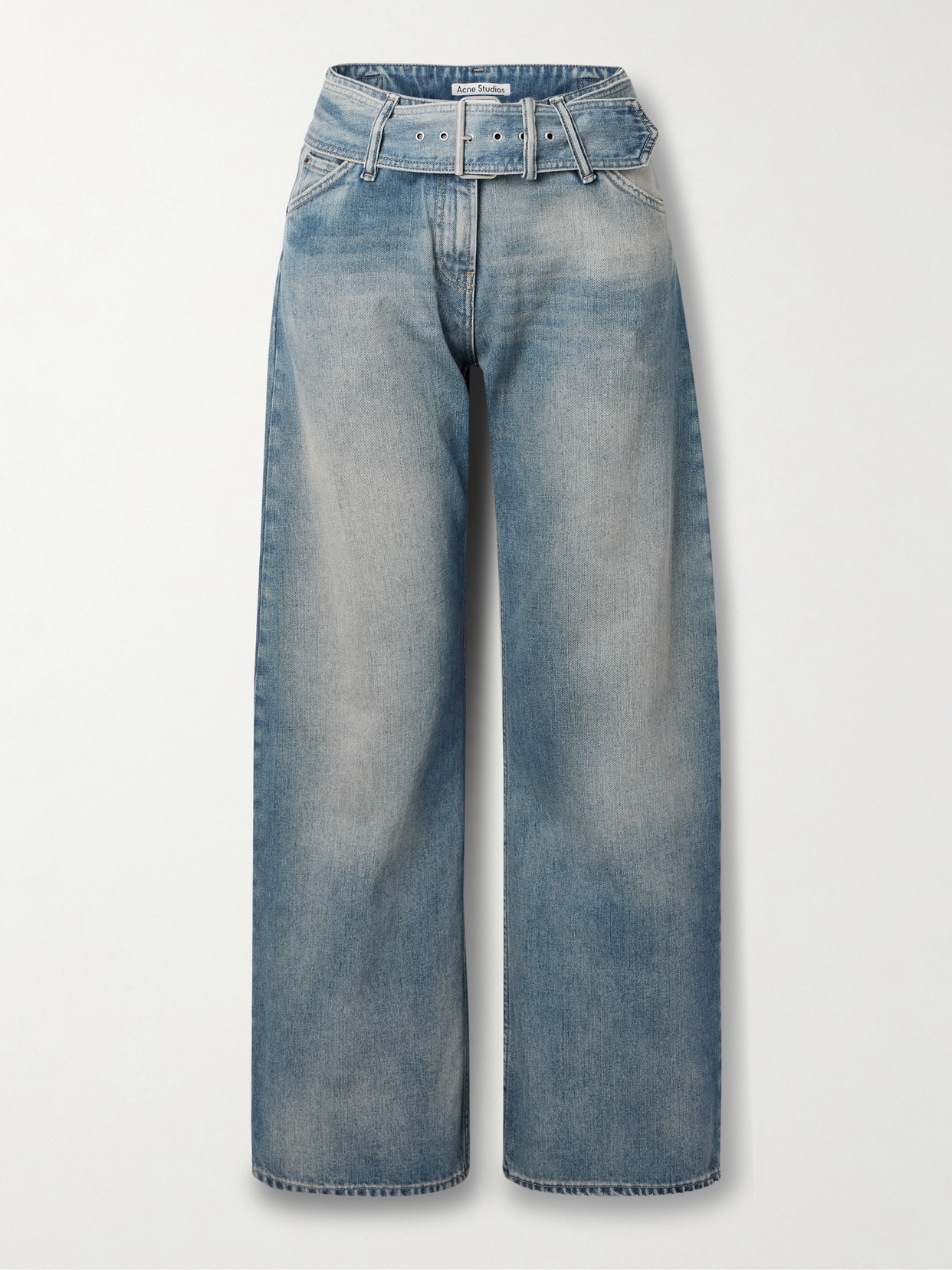 Acne Studios Belted High-rise Wide-leg Jeans In Blue