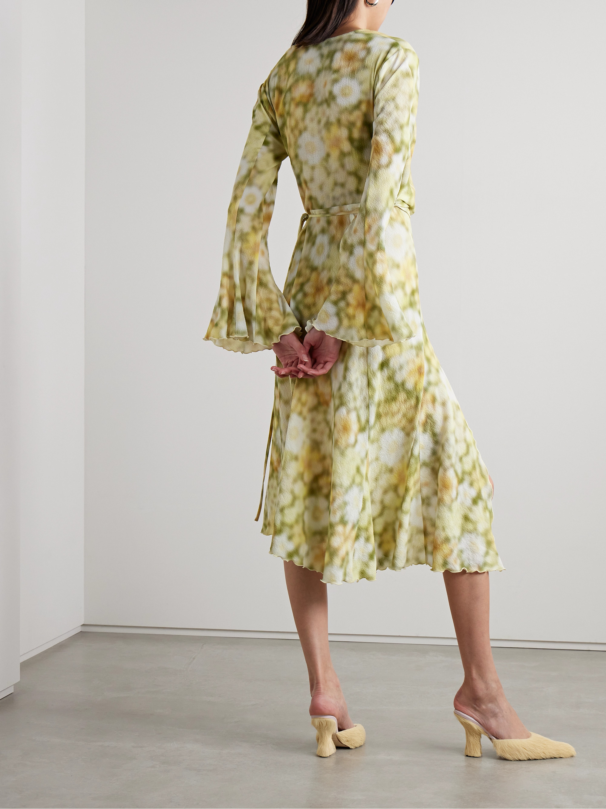 Acne Studios Wrap-effect floral-print hammered-crepe mini dress thumbnail