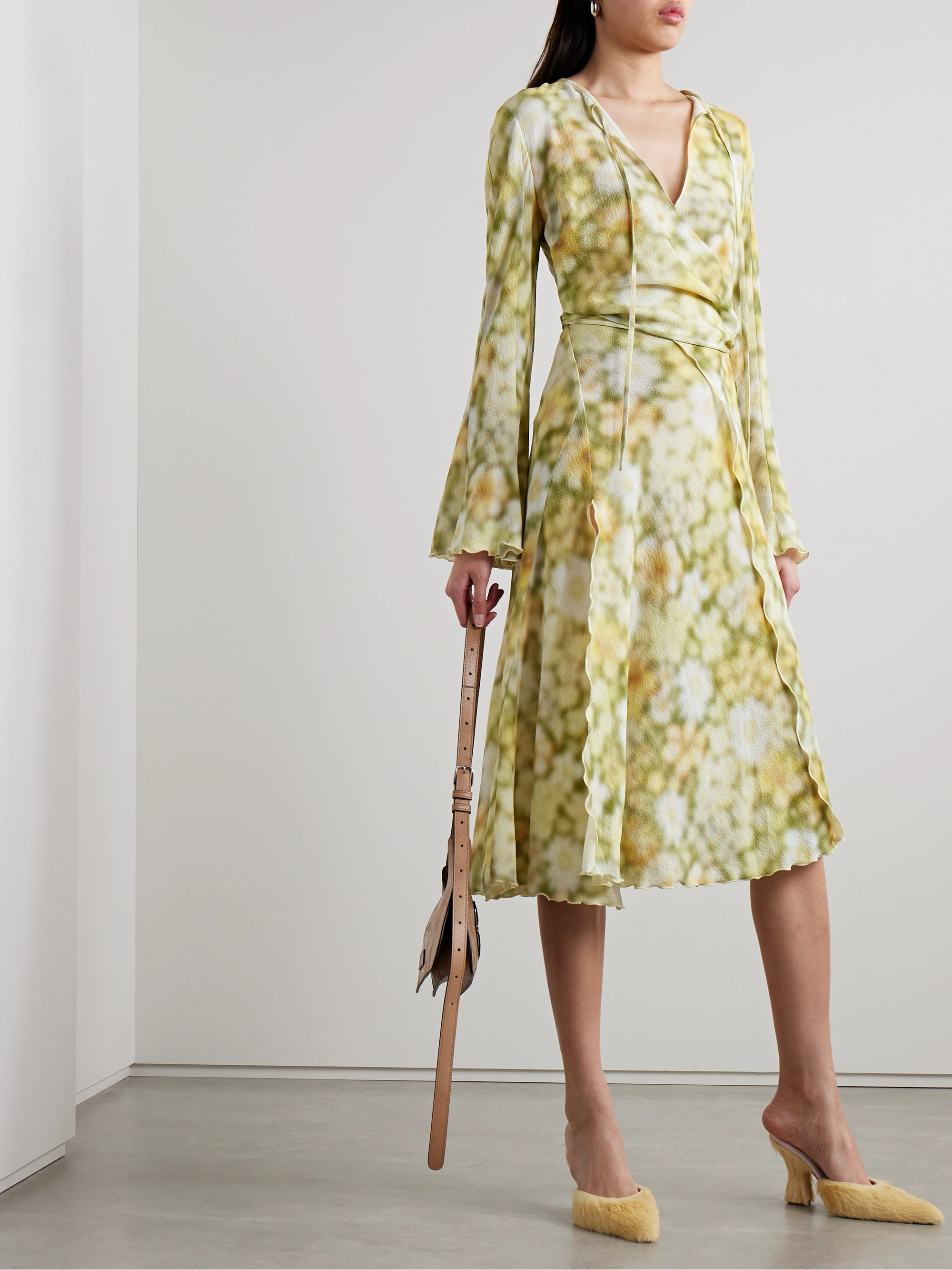 Acne Studios Wrap-effect floral-print hammered-crepe mini dress thumbnail