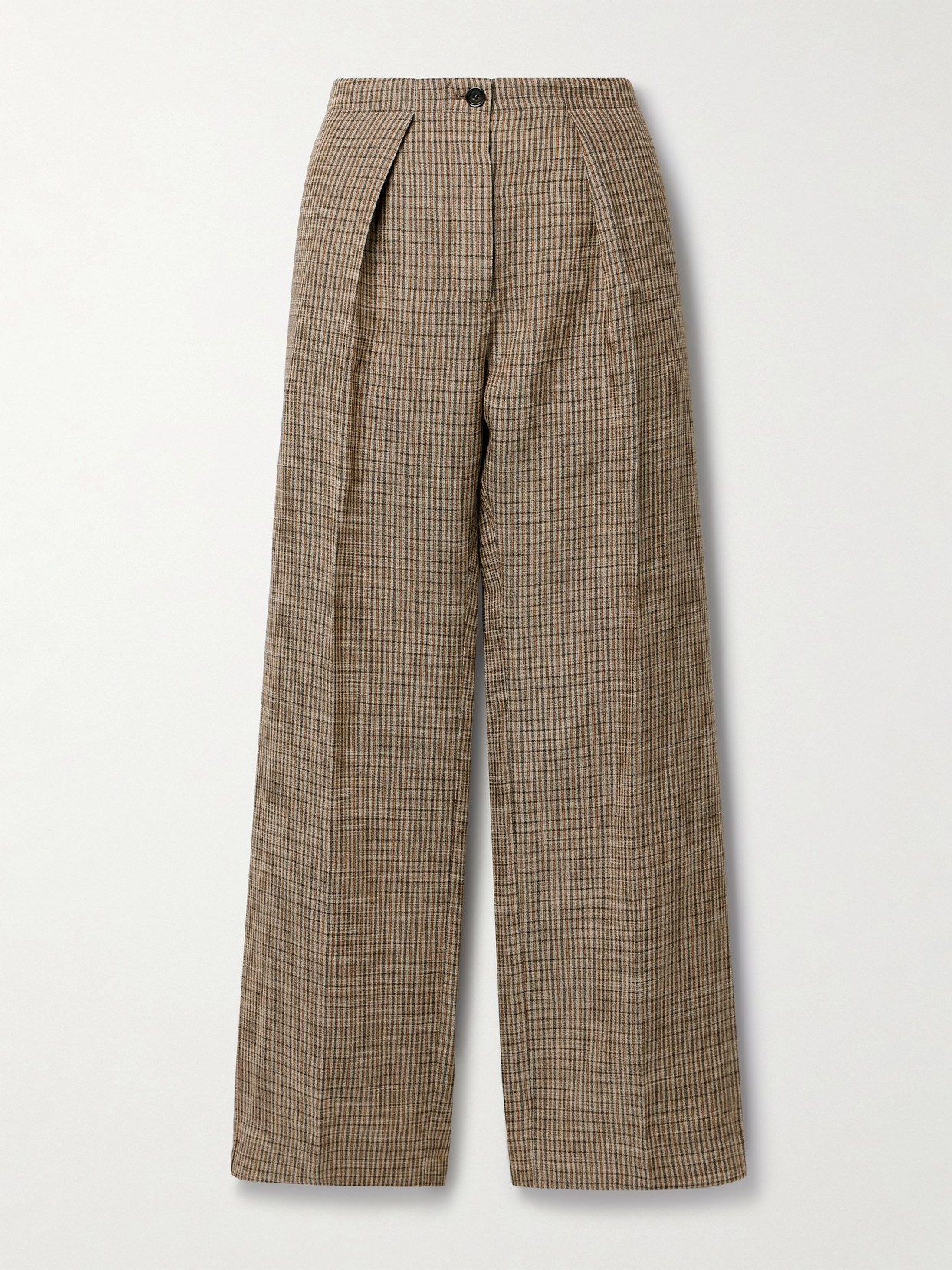 Acne Studios High-rise Linen Blend Wide-leg Pants In Brown