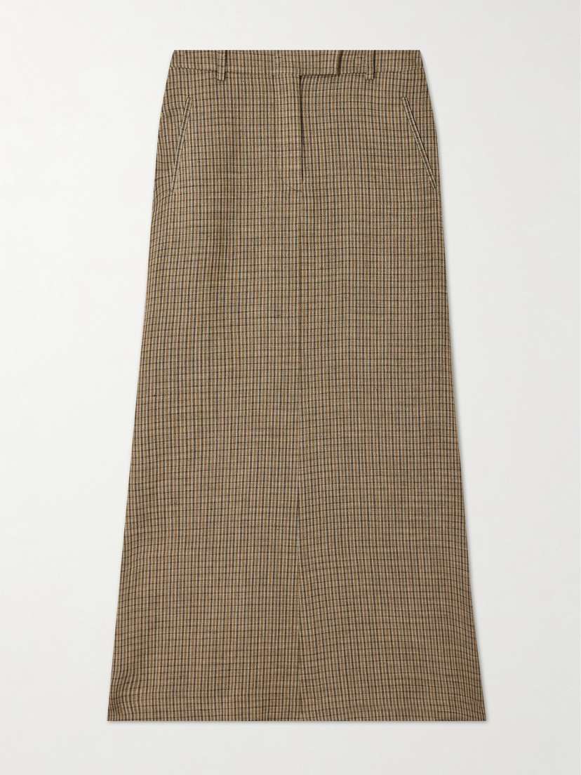 Acne Studios Embroidered Checked Linen-blend Maxi Skirt