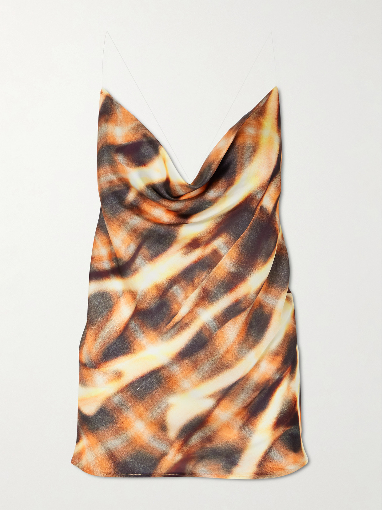 Shop Y/project Open-back Draped Printed Satin Top In Black