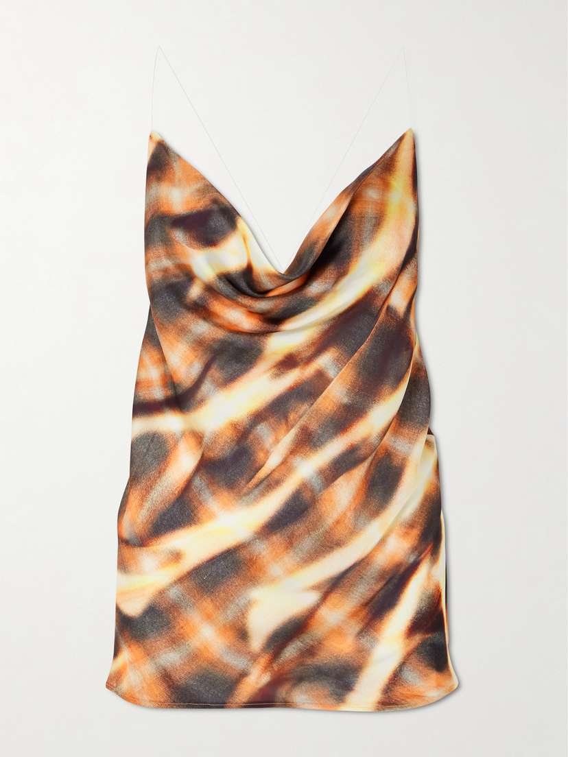 Y/Project Open-back Draped Printed Satin Top