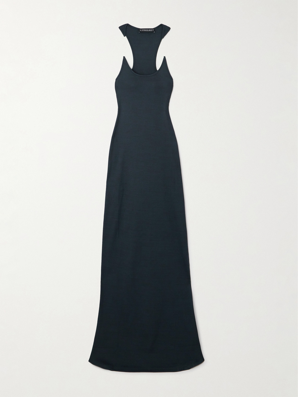 Shop Y/project Ribbed Cotton-jersey Maxi Dress In Black