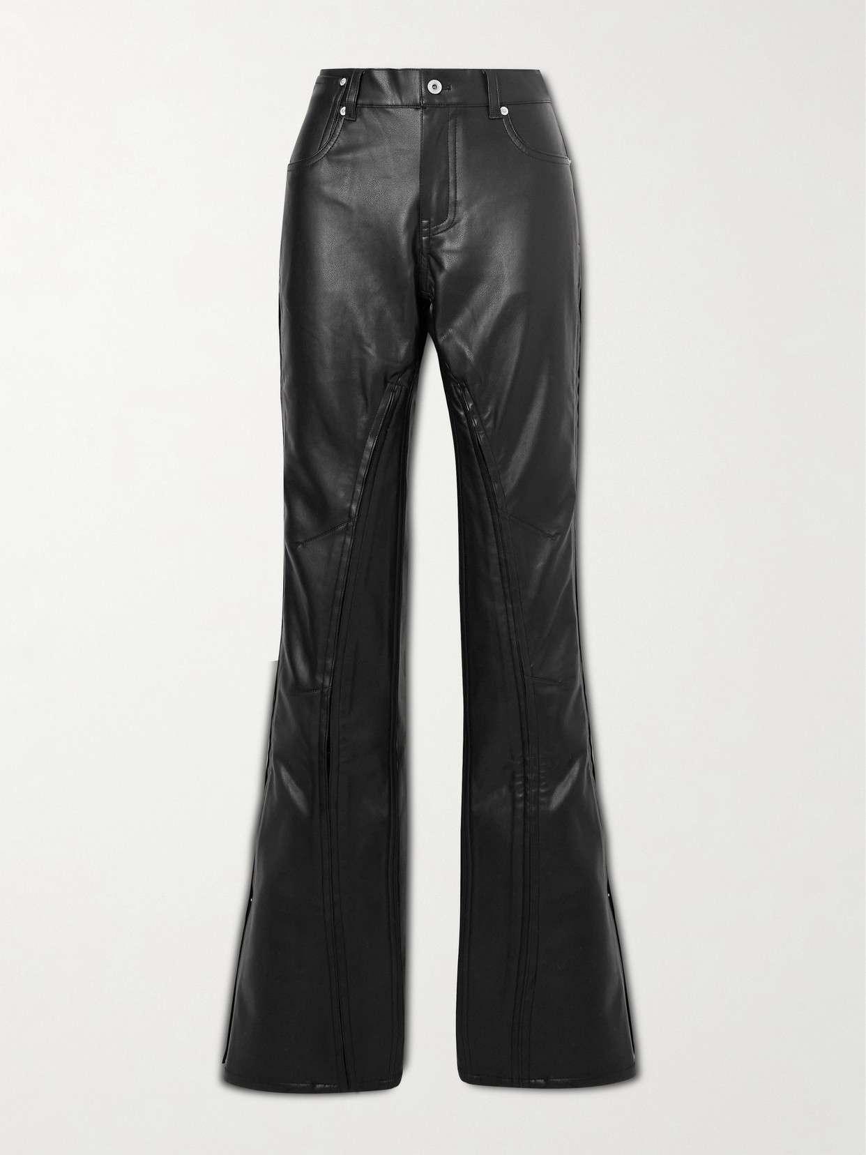 Shop Y/project Convertible Faux Leather Straight-leg Pants In Black